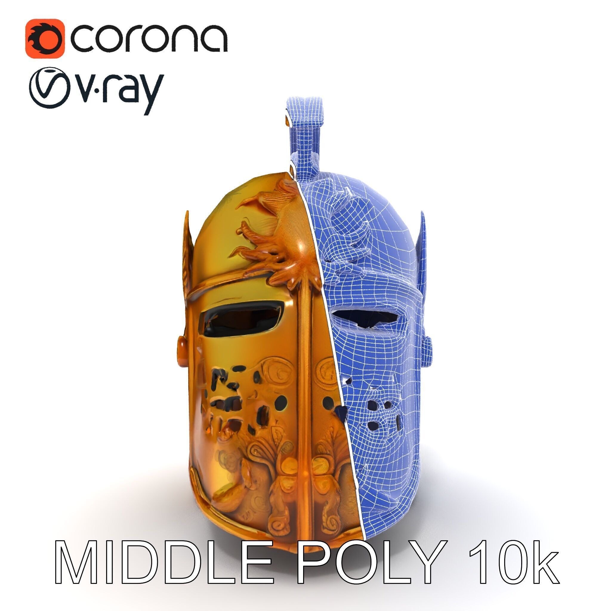 Golden Ancient Helmet Model Pack Low-poly 3D model_25