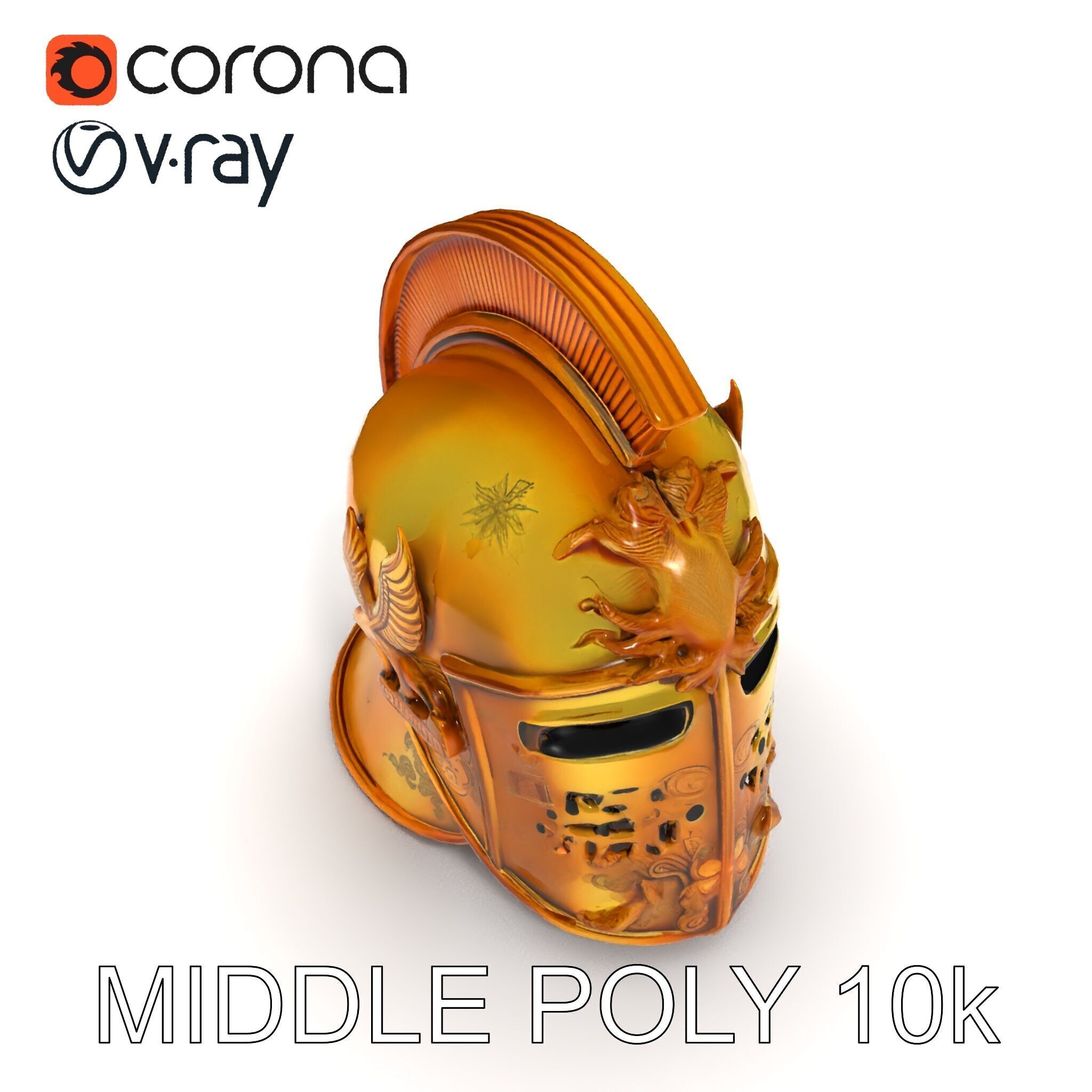 Golden Ancient Helmet Model Pack Low-poly 3D model_11