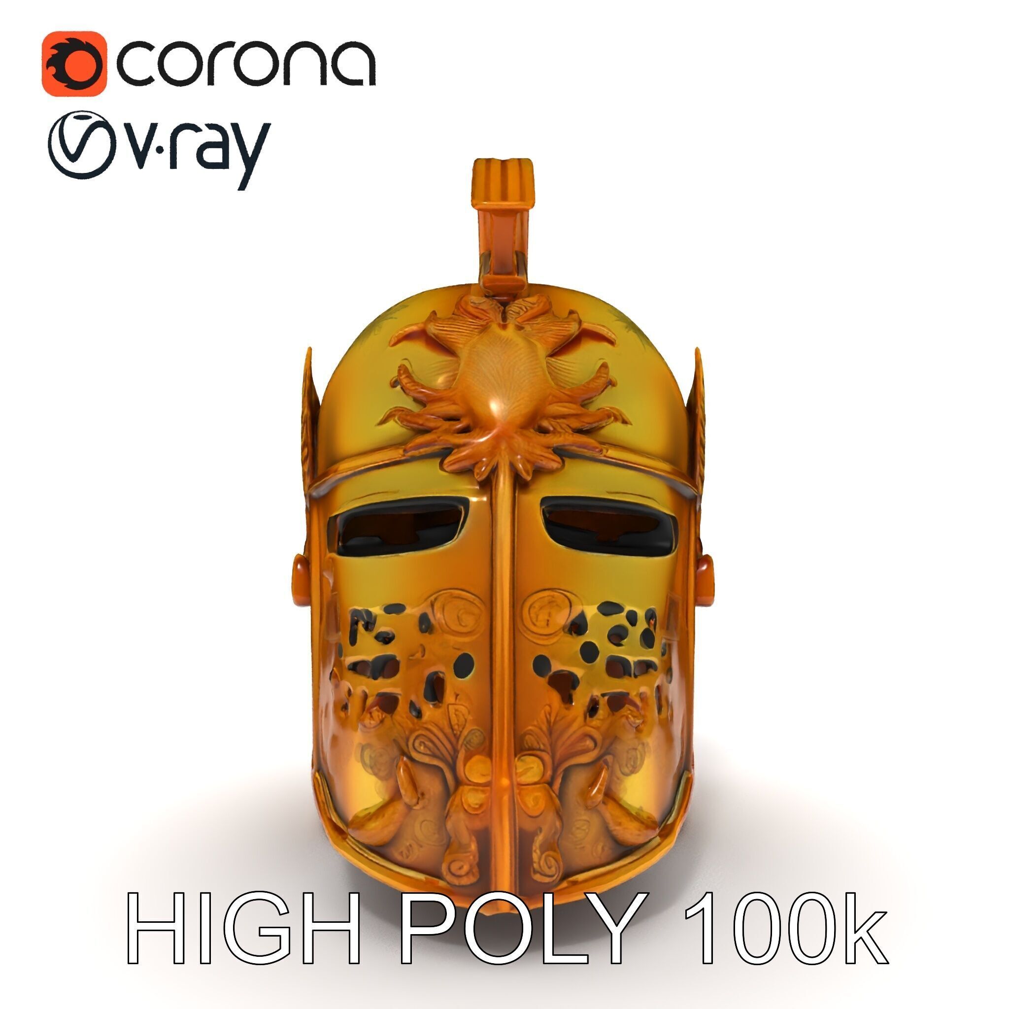 Golden Ancient Helmet Model Pack Low-poly 3D model_16