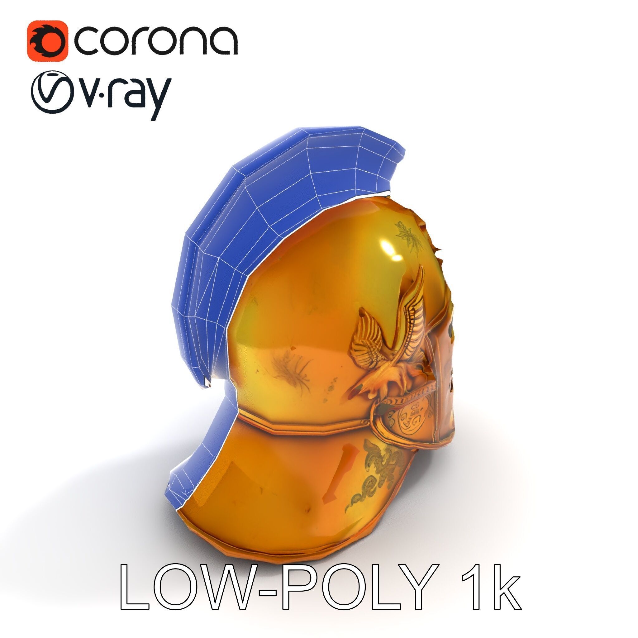 Golden Ancient Helmet Model Pack Low-poly 3D model_15