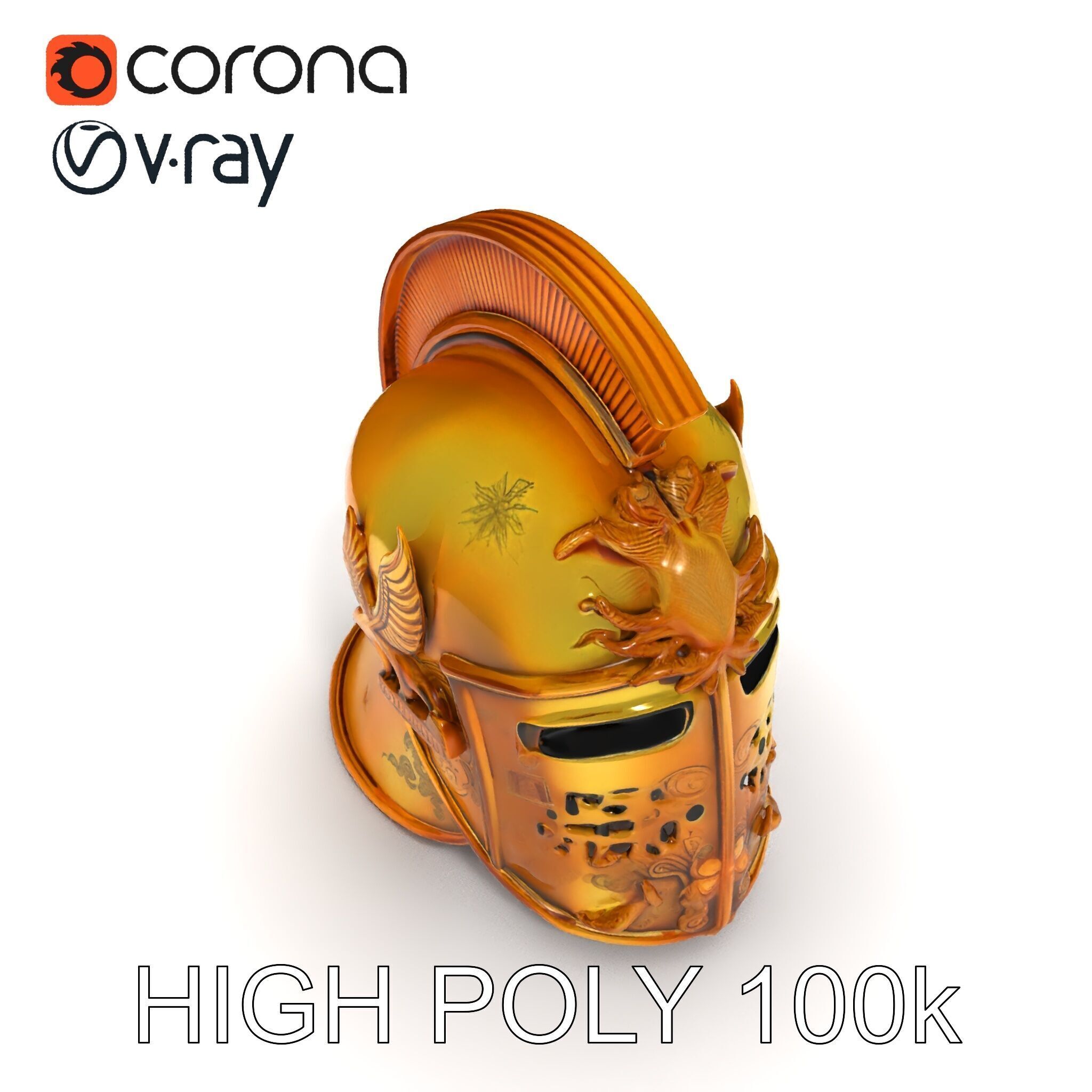 Golden Ancient Helmet Model Pack Low-poly 3D model_19