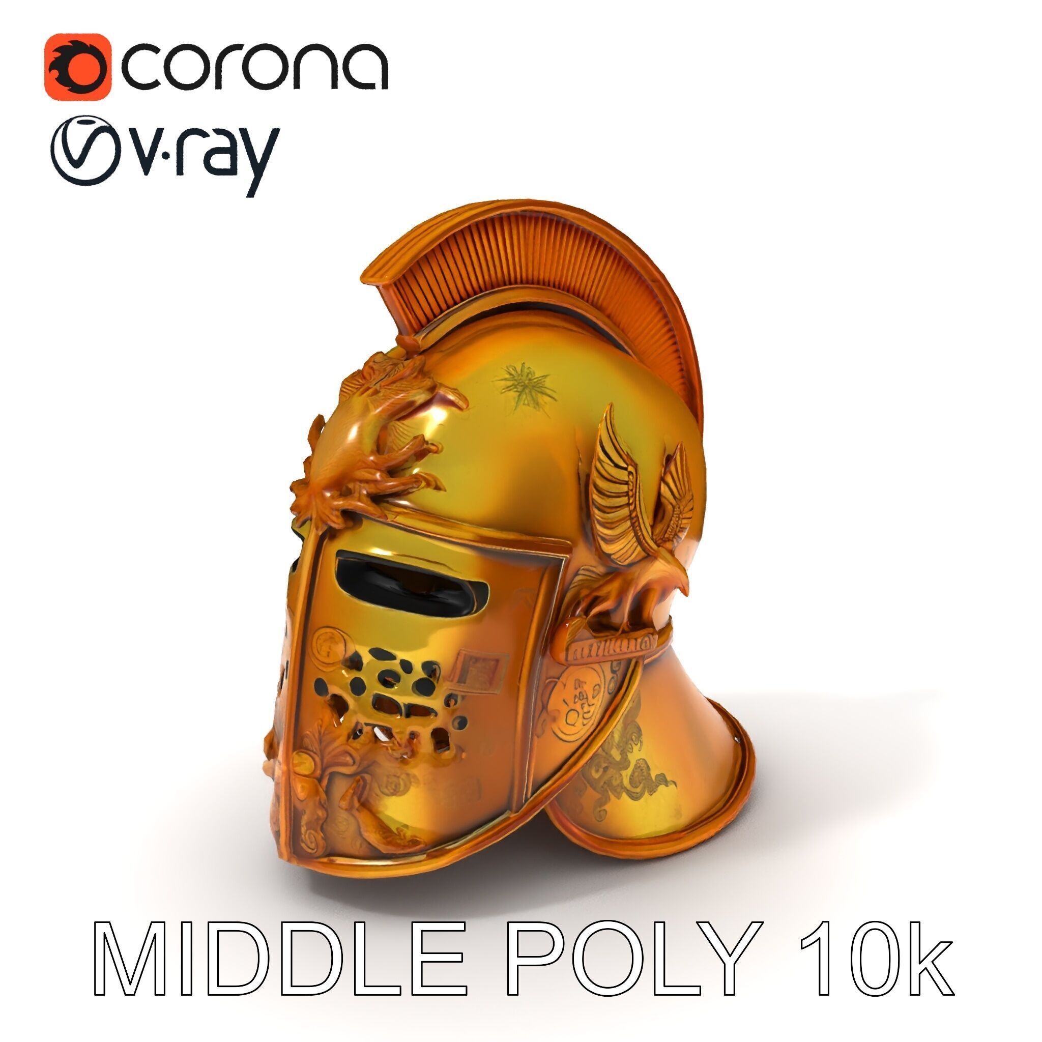 Golden Ancient Helmet Model Pack Low-poly 3D model_33
