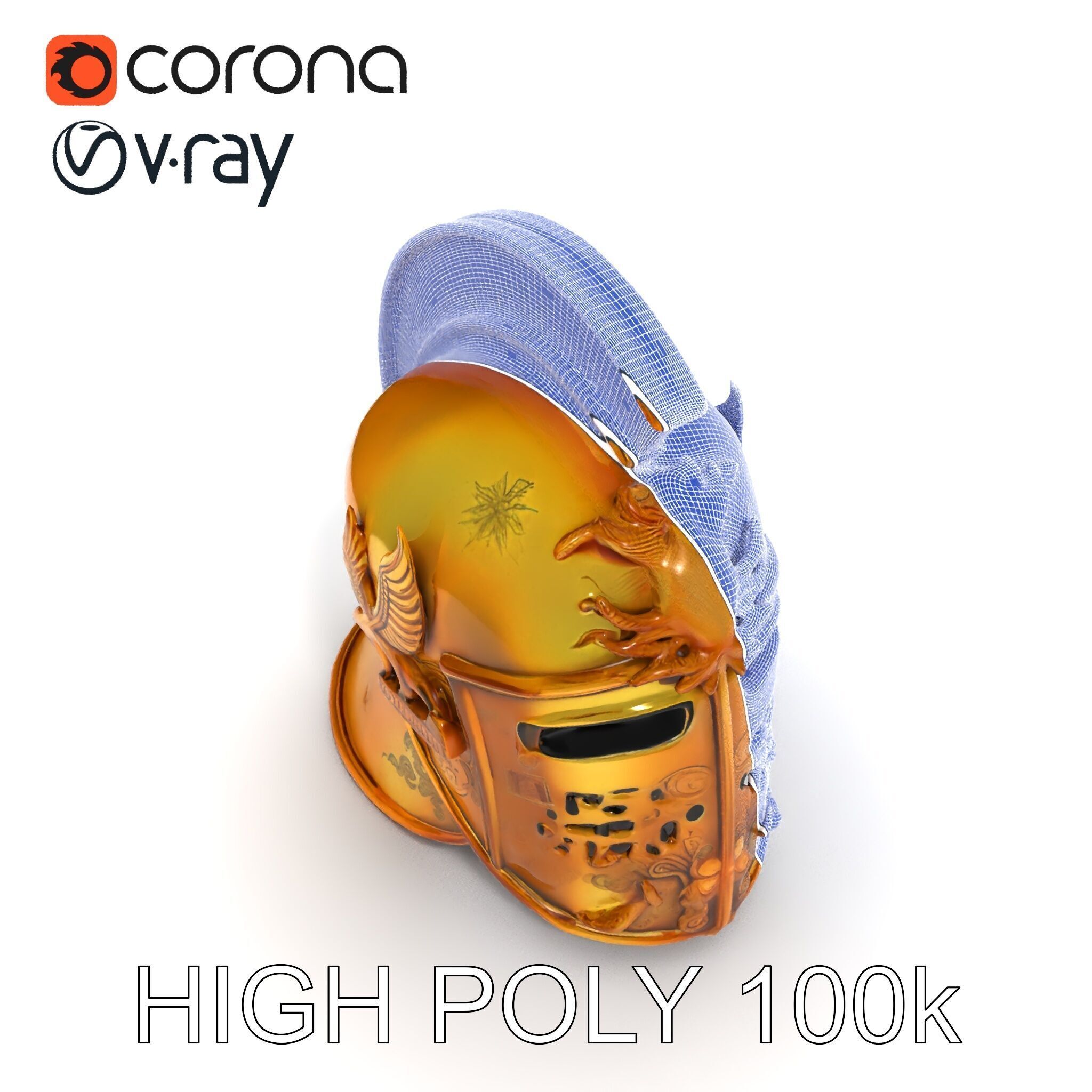 Golden Ancient Helmet Model Pack Low-poly 3D model_32