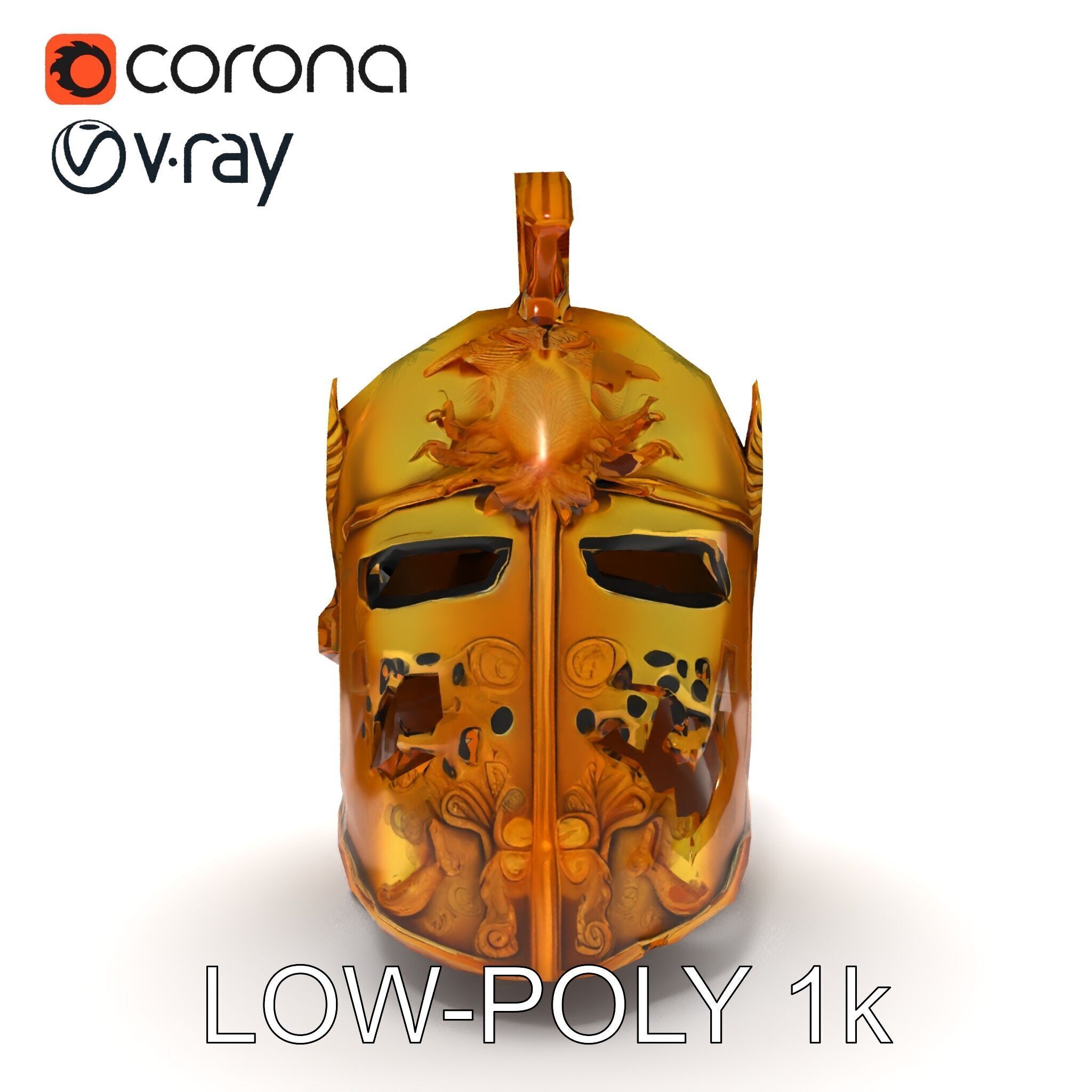 Golden Ancient Helmet Model Pack Low-poly 3D model_9