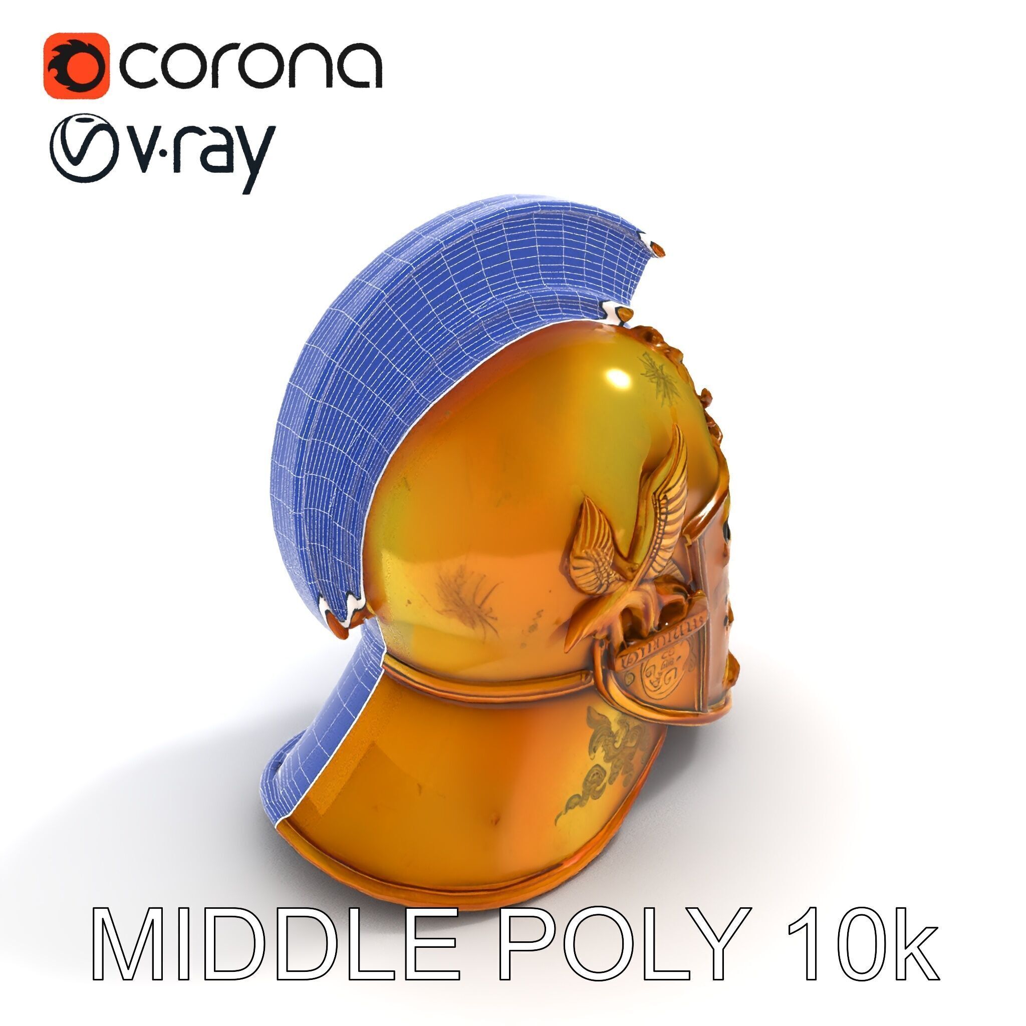 Golden Ancient Helmet Model Pack Low-poly 3D model_17