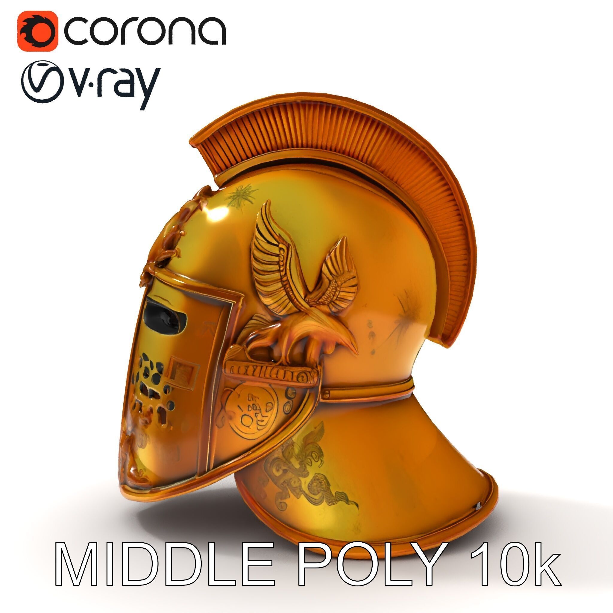 Golden Ancient Helmet Model Pack Low-poly 3D model_6