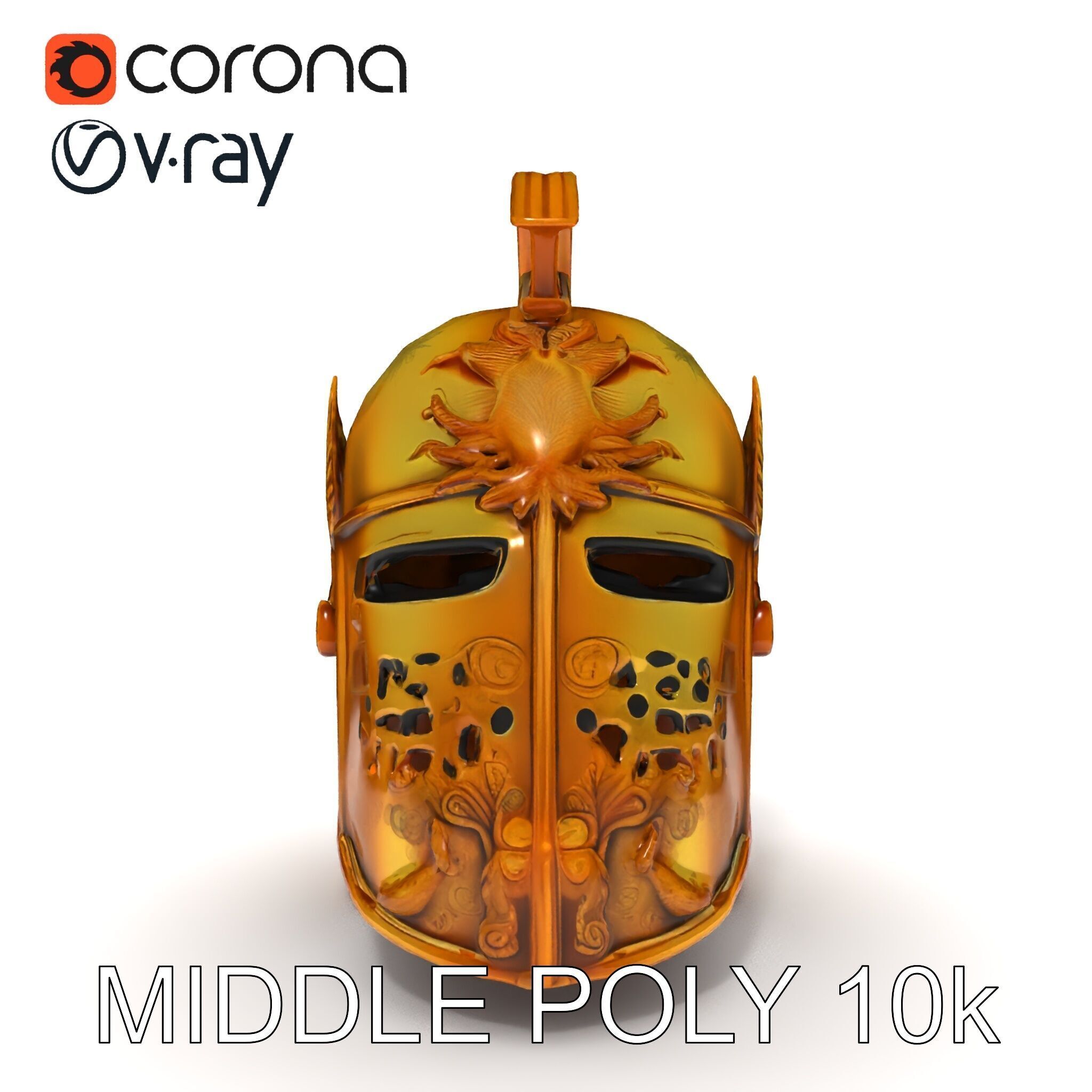 Golden Ancient Helmet Model Pack Low-poly 3D model_30
