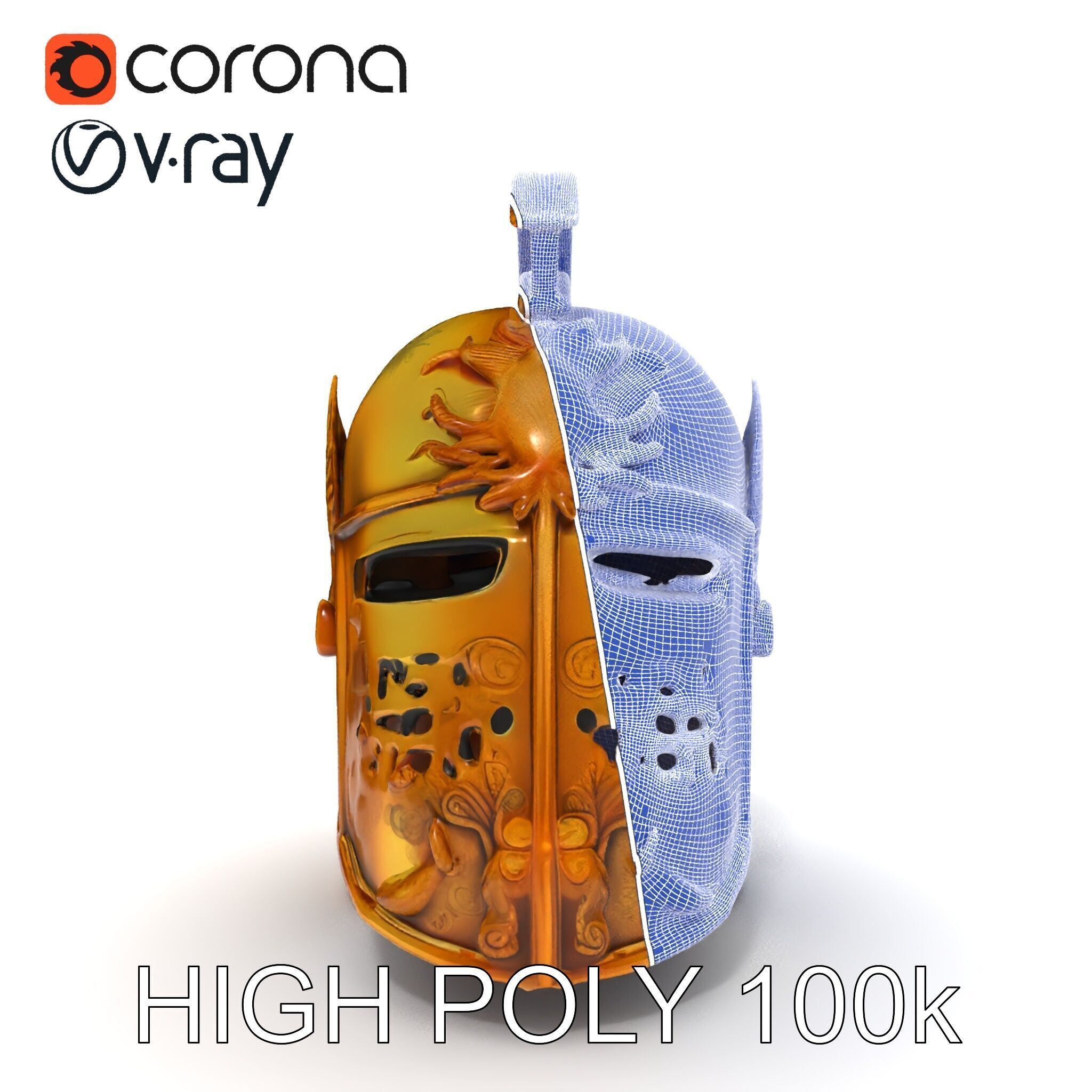 Golden Ancient Helmet Model Pack Low-poly 3D model_24