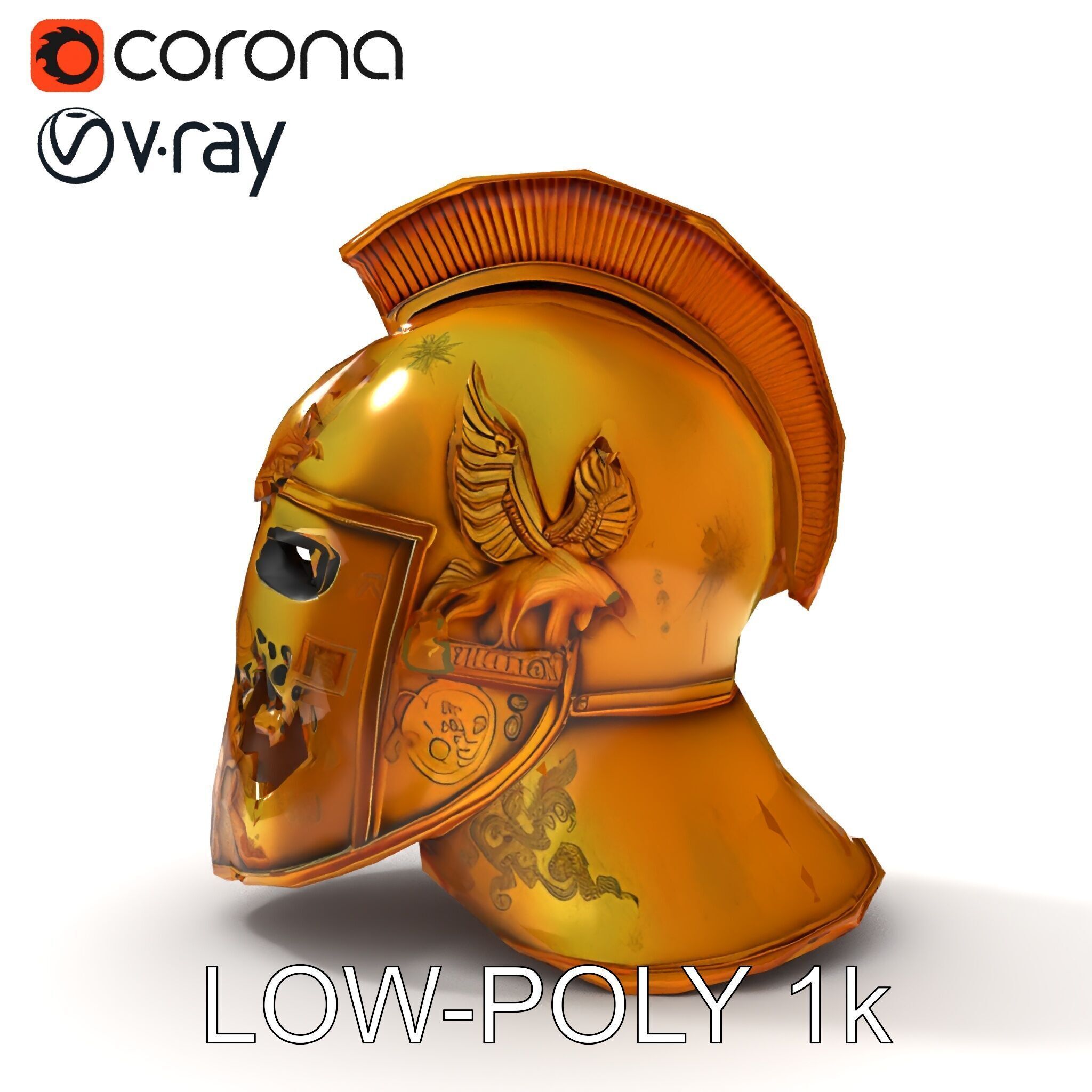 Golden Ancient Helmet Model Pack Low-poly 3D model_23