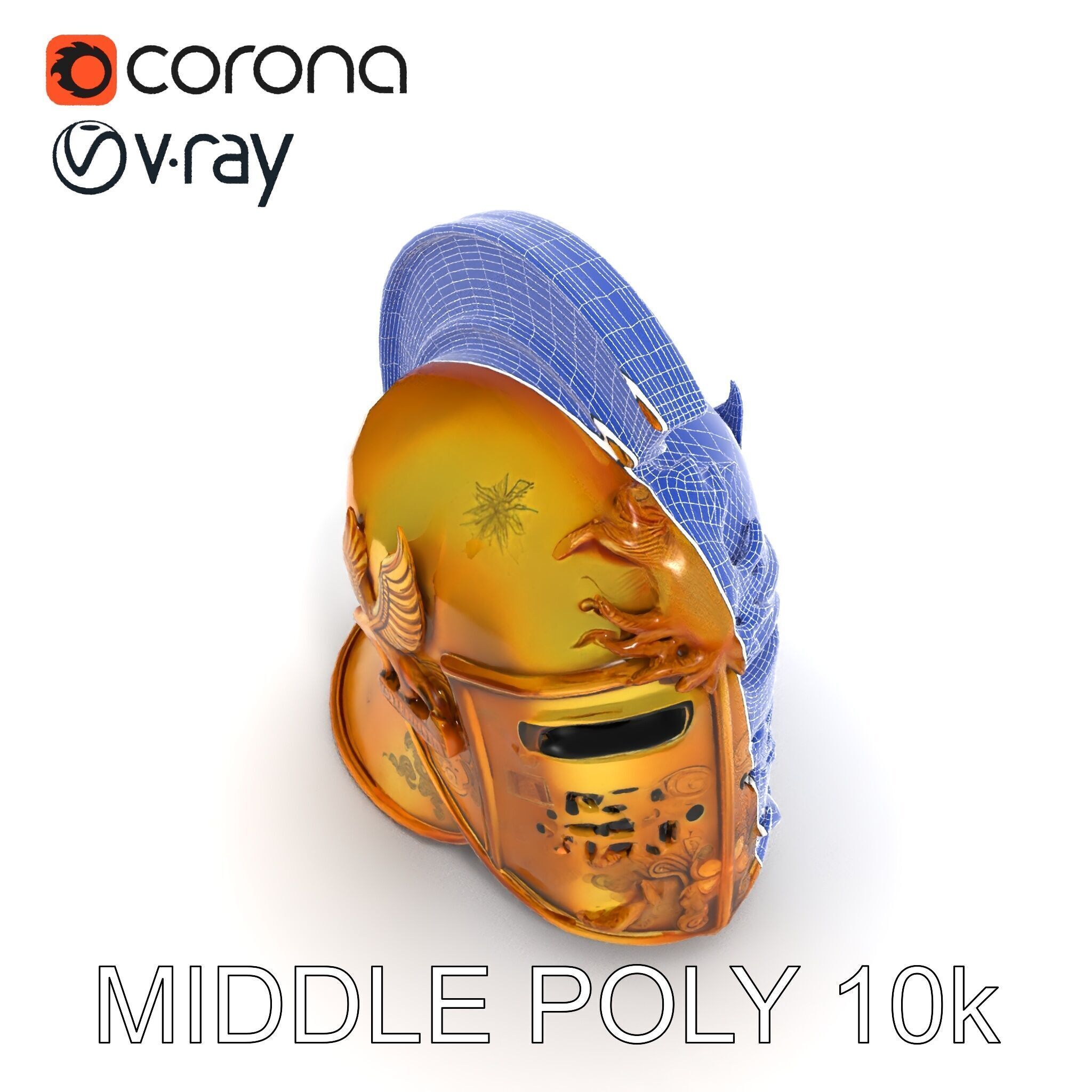 Golden Ancient Helmet Model Pack Low-poly 3D model_22