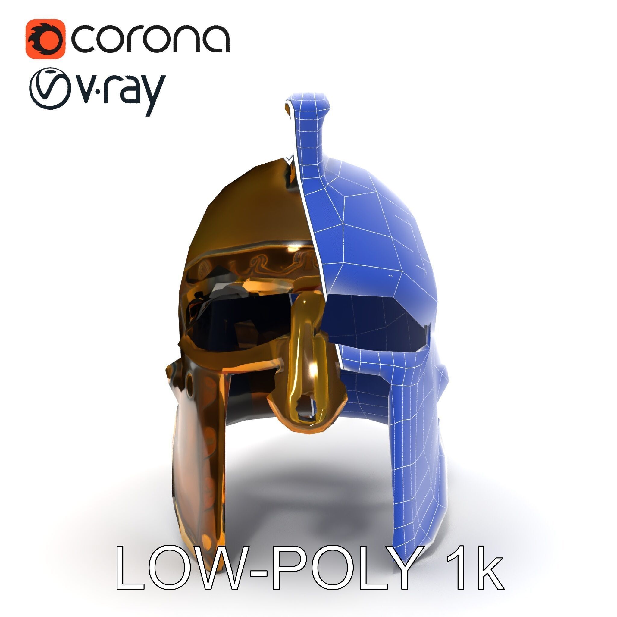 Ancient Warrior Helmet D Model Pack Low-poly 3D model_11