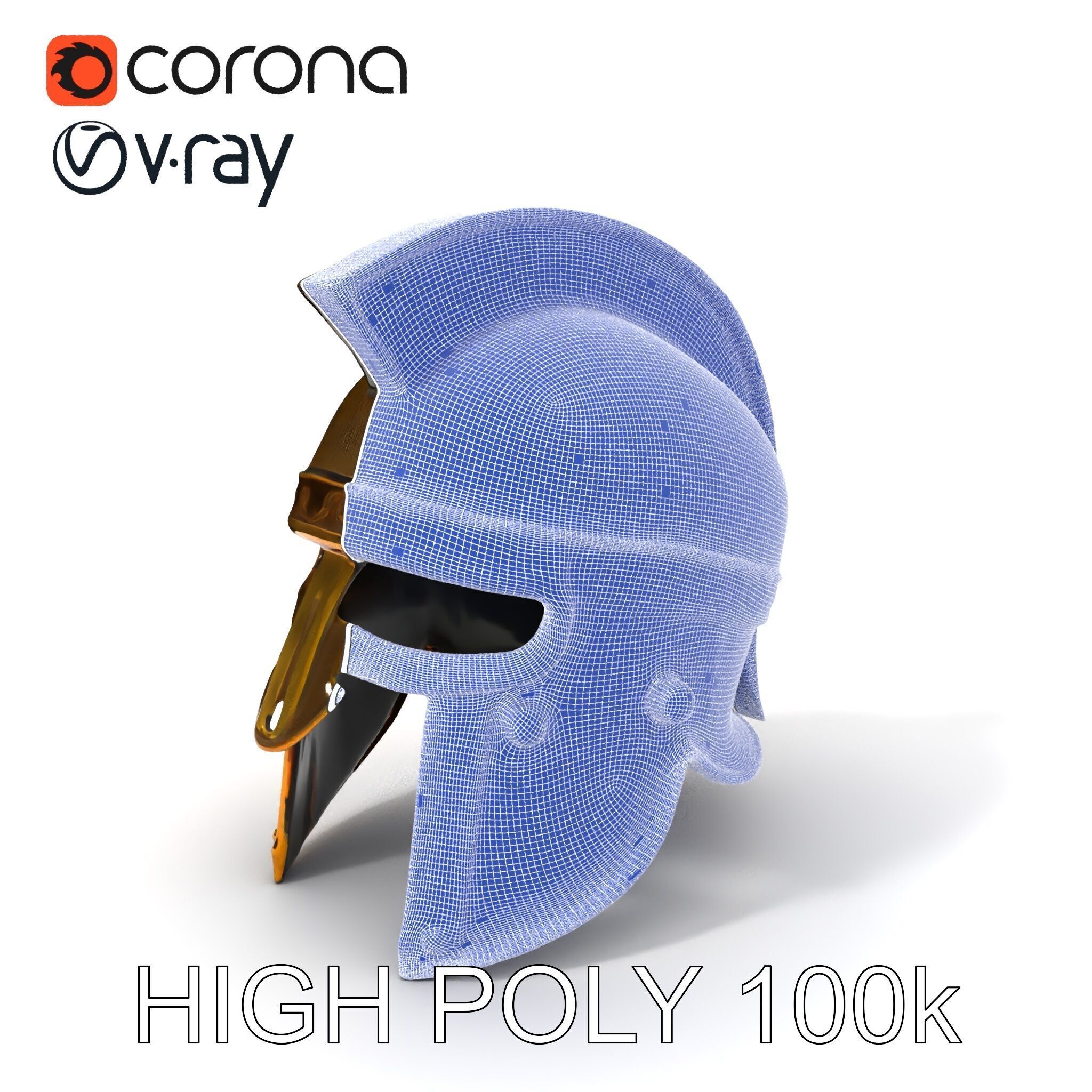 Ancient Warrior Helmet D Model Pack Low-poly 3D model_4
