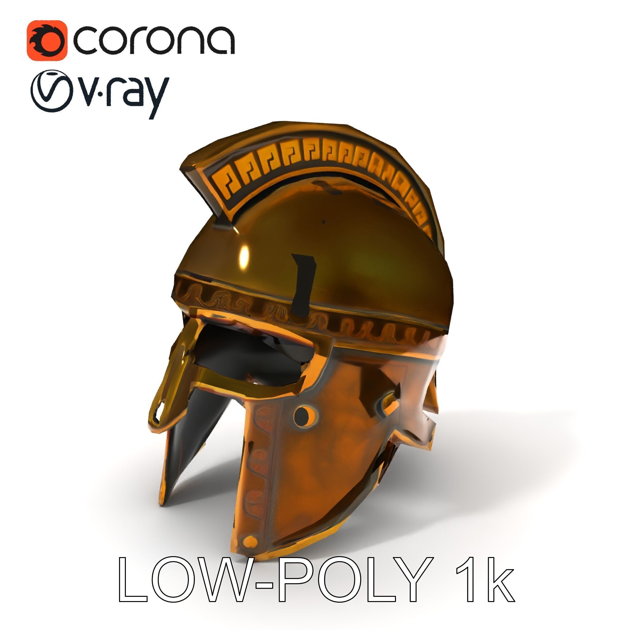 Ancient Warrior Helmet D Model Pack Low-poly 3D model_9