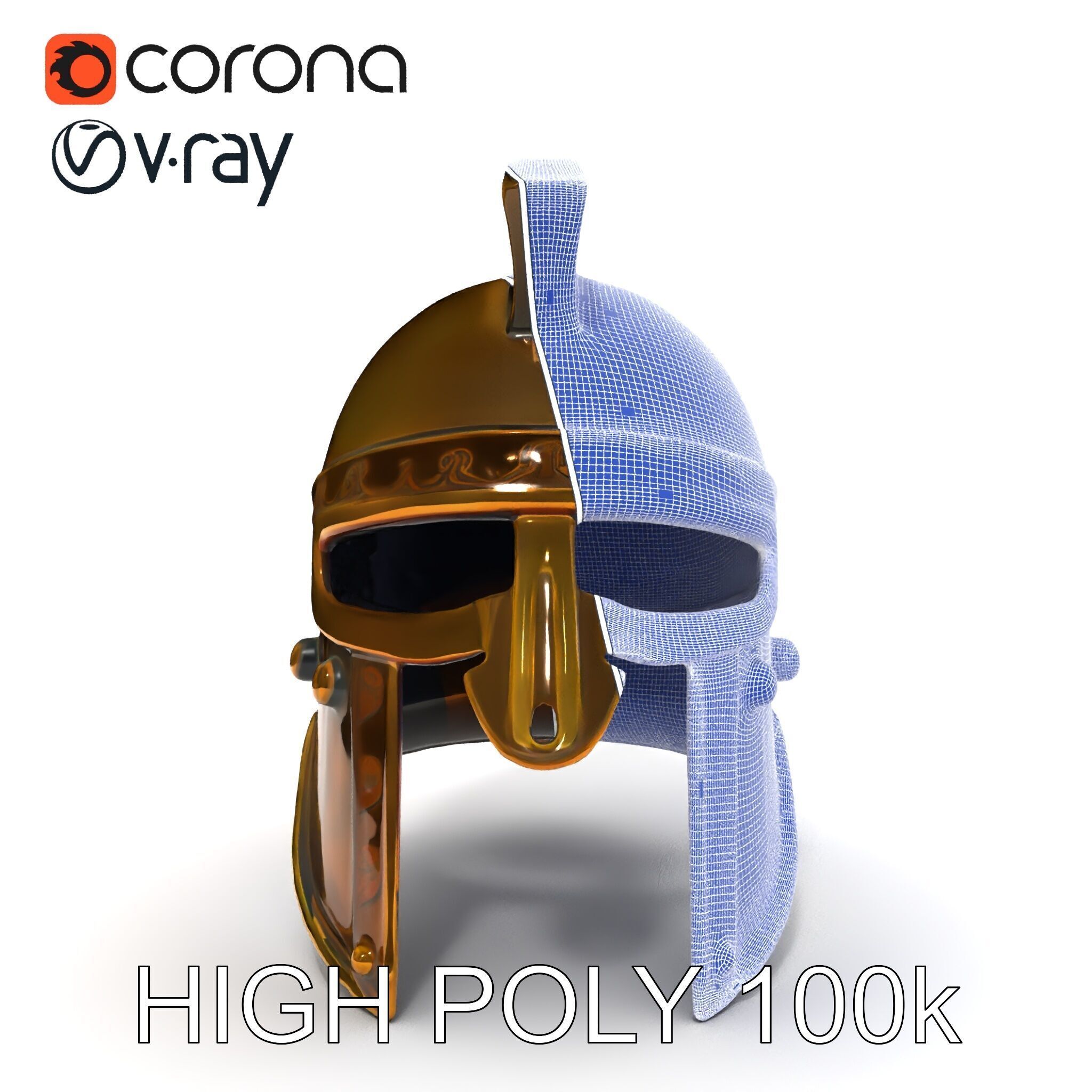 Ancient Warrior Helmet D Model Pack Low-poly 3D model_17