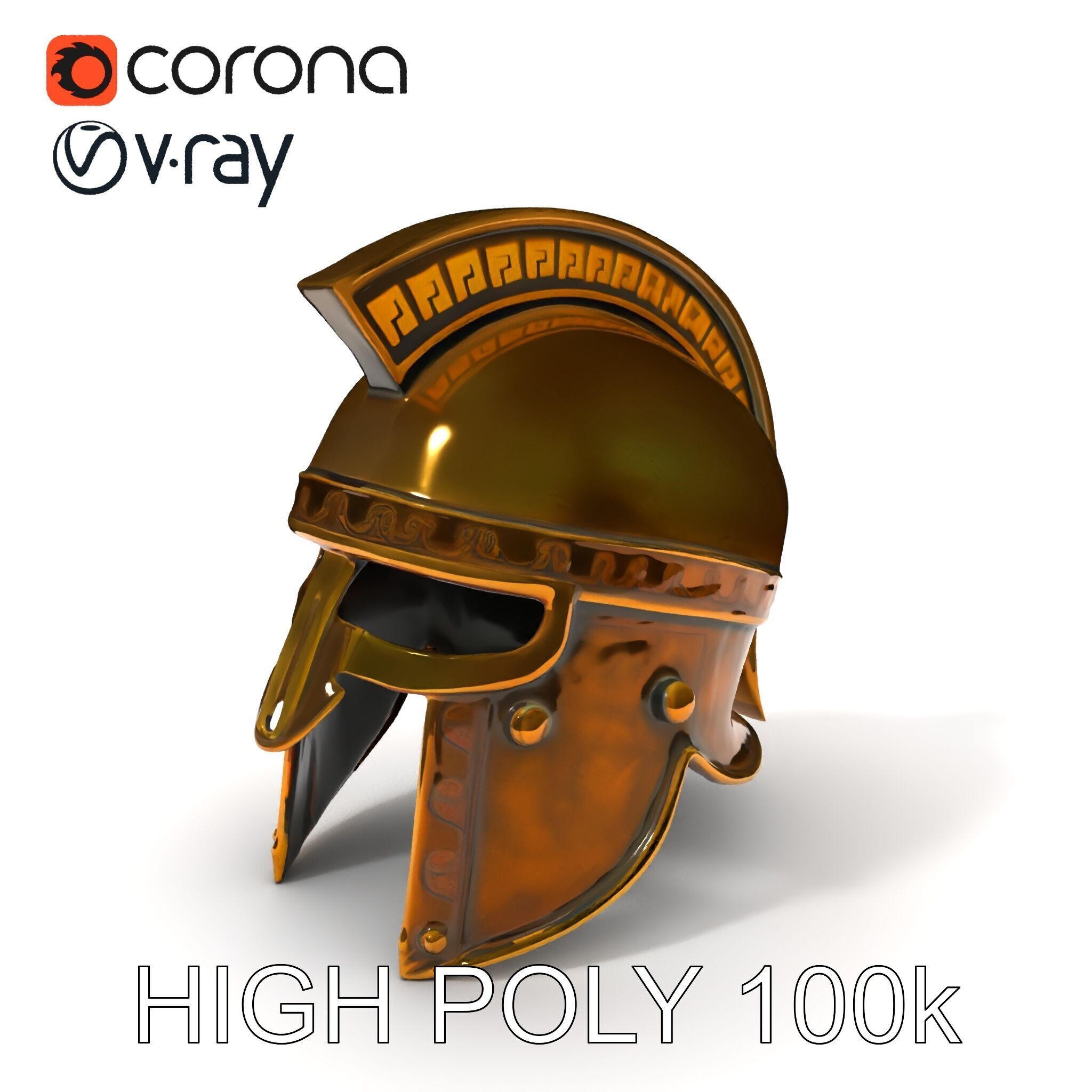 Ancient Warrior Helmet D Model Pack Low-poly 3D model_3