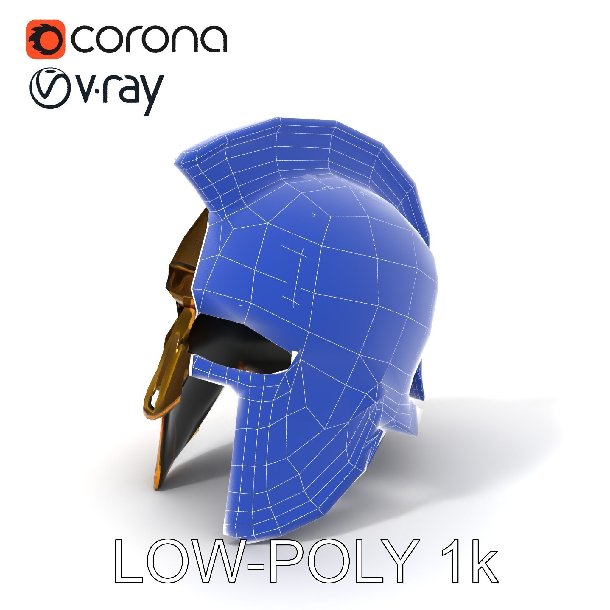 Ancient Warrior Helmet D Model Pack Low-poly 3D model_7