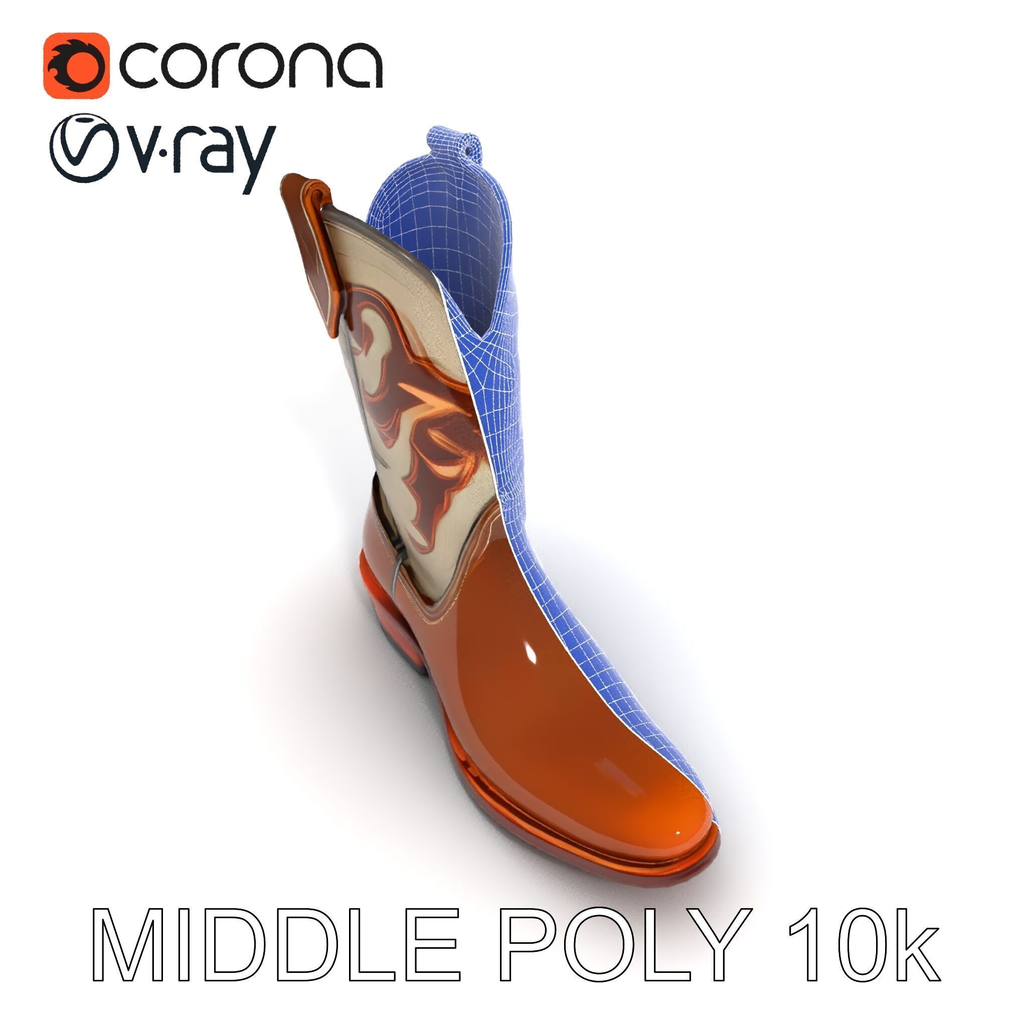 Cowboy Boot D Model Pack for Rendering and Gaming Low-poly 3D model_30