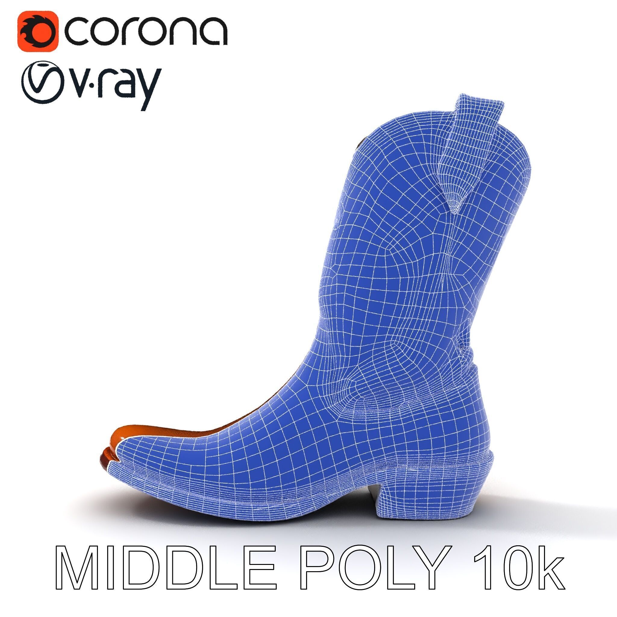 Cowboy Boot D Model Pack for Rendering and Gaming Low-poly 3D model_32