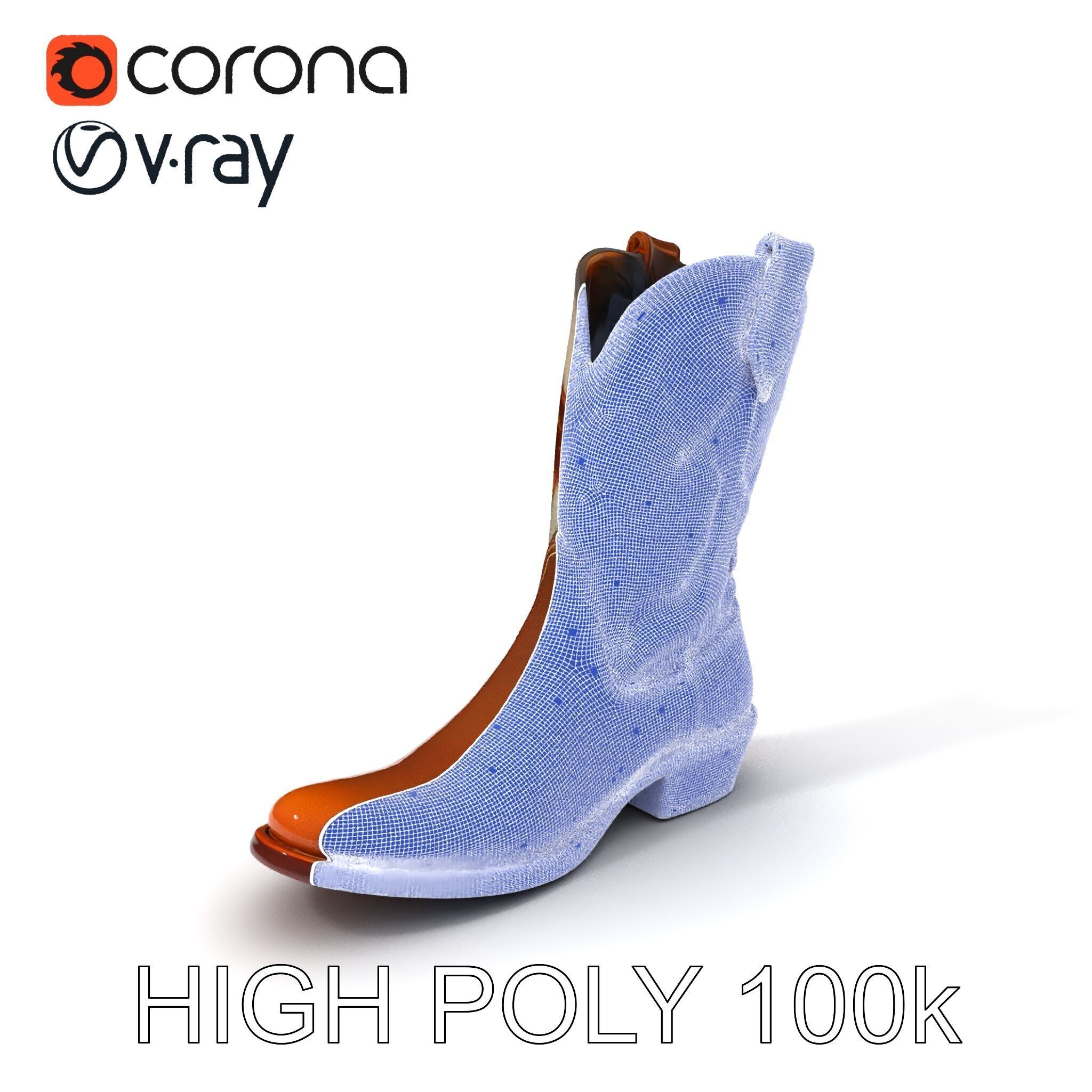 Cowboy Boot D Model Pack for Rendering and Gaming Low-poly 3D model_4