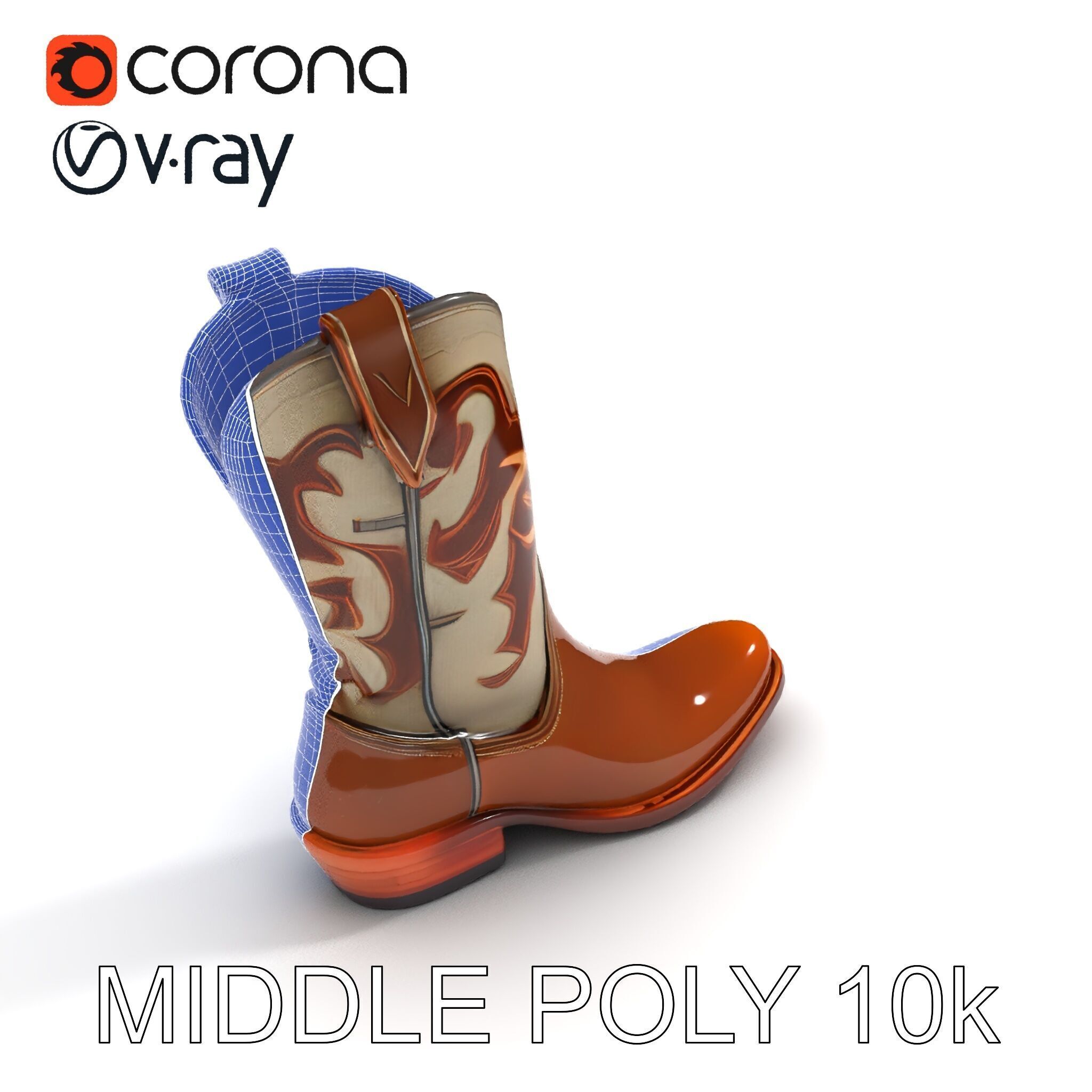 Cowboy Boot D Model Pack for Rendering and Gaming Low-poly 3D model_27