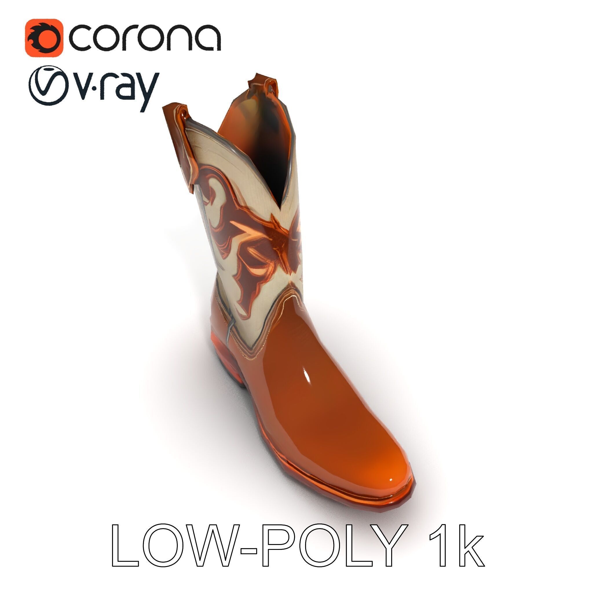 Cowboy Boot D Model Pack for Rendering and Gaming Low-poly 3D model_23