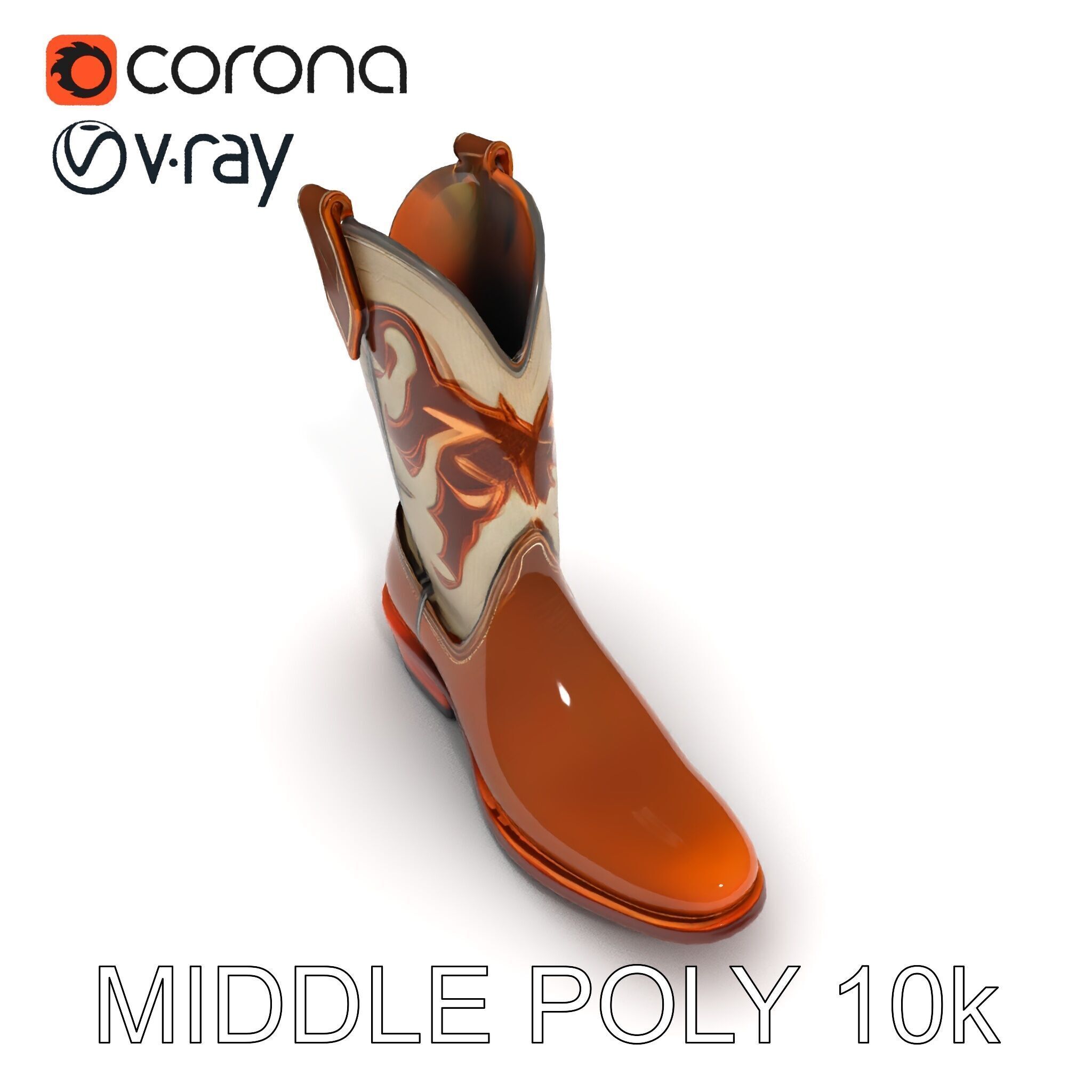 Cowboy Boot D Model Pack for Rendering and Gaming Low-poly 3D model_9
