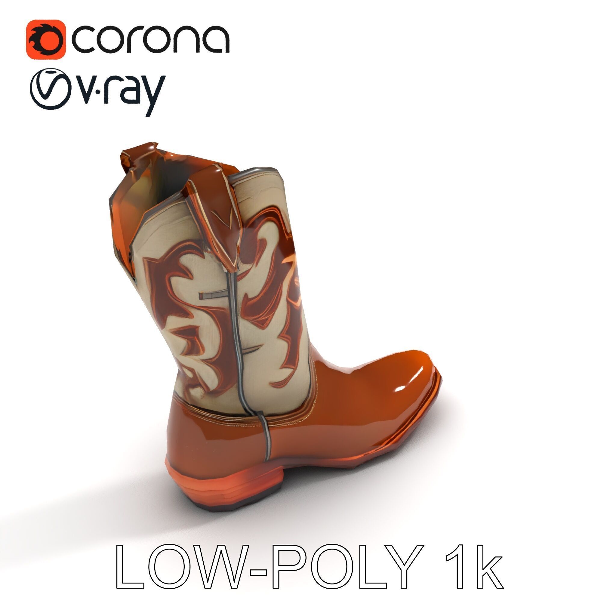 Cowboy Boot D Model Pack for Rendering and Gaming Low-poly 3D model_25