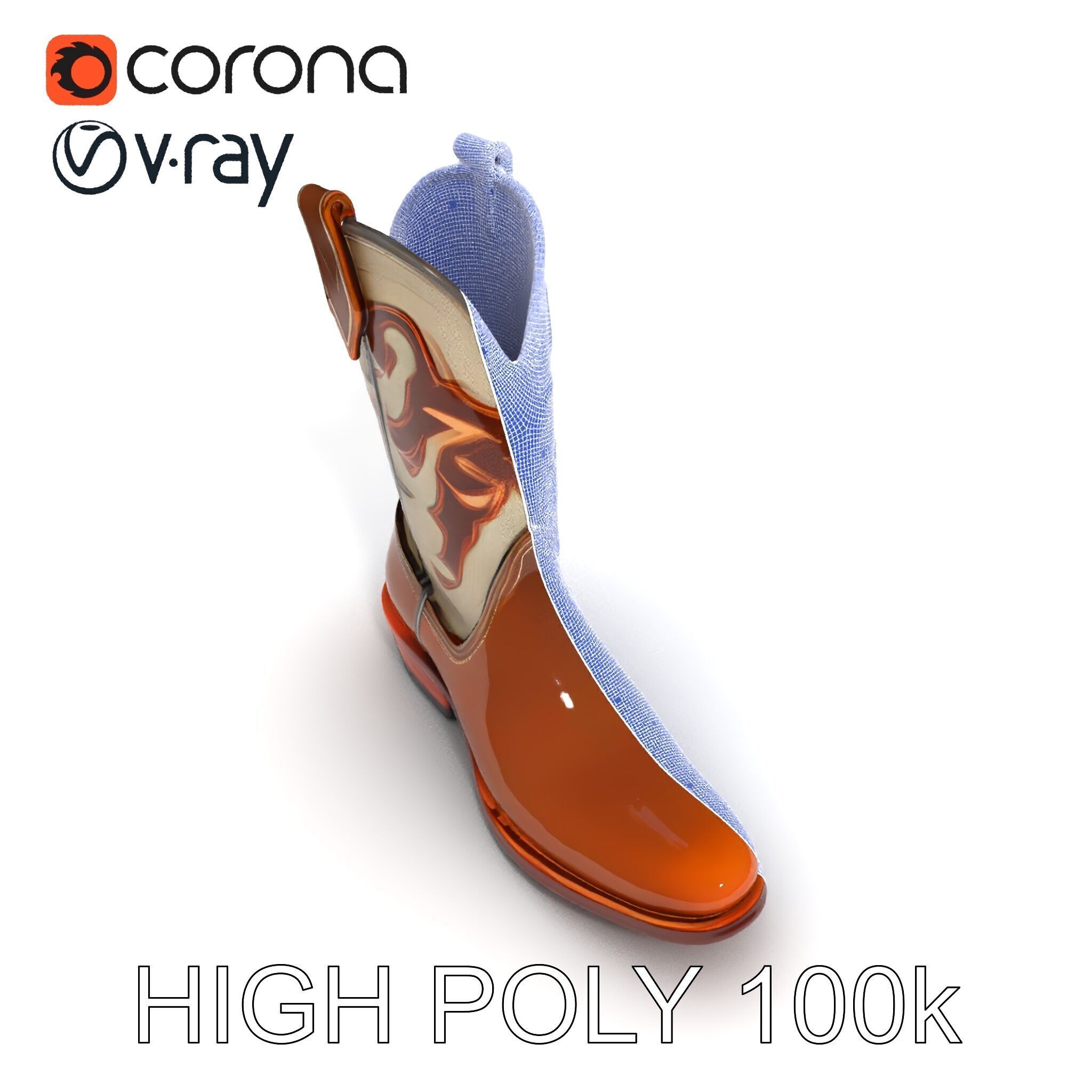 Cowboy Boot D Model Pack for Rendering and Gaming Low-poly 3D model_29