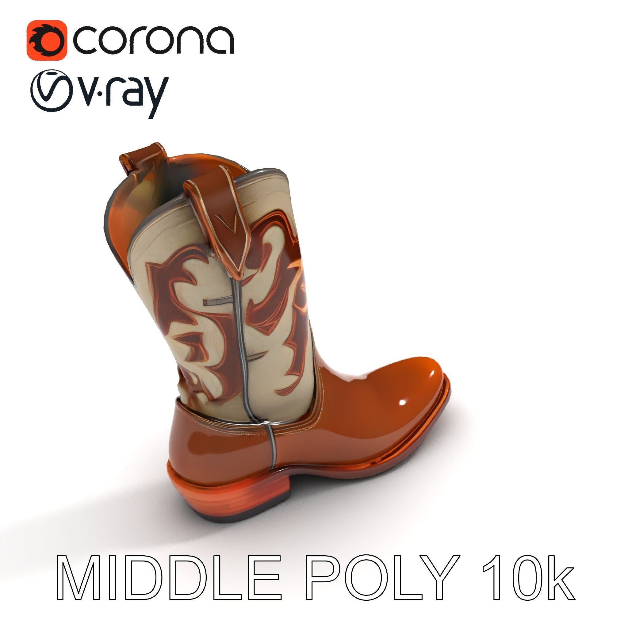 Cowboy Boot D Model Pack for Rendering and Gaming Low-poly 3D model_12