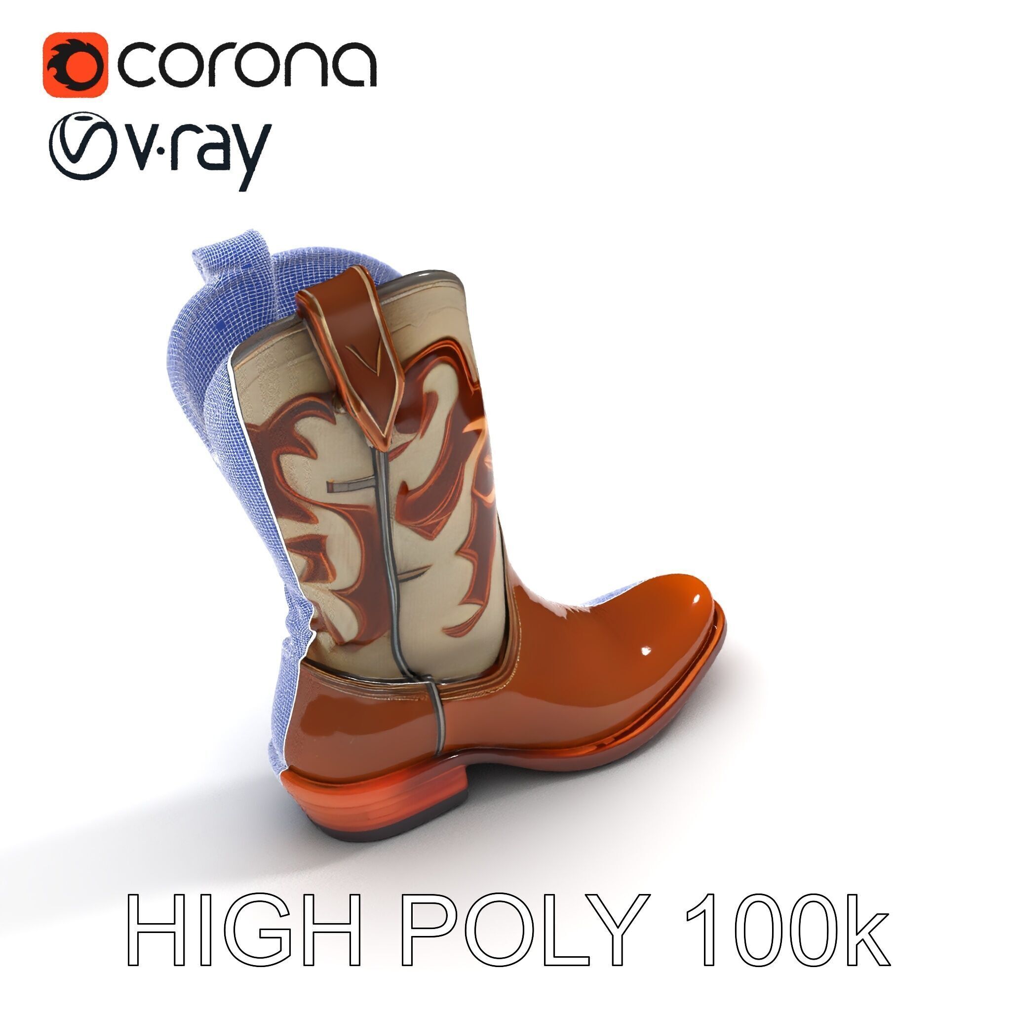 Cowboy Boot D Model Pack for Rendering and Gaming Low-poly 3D model_11
