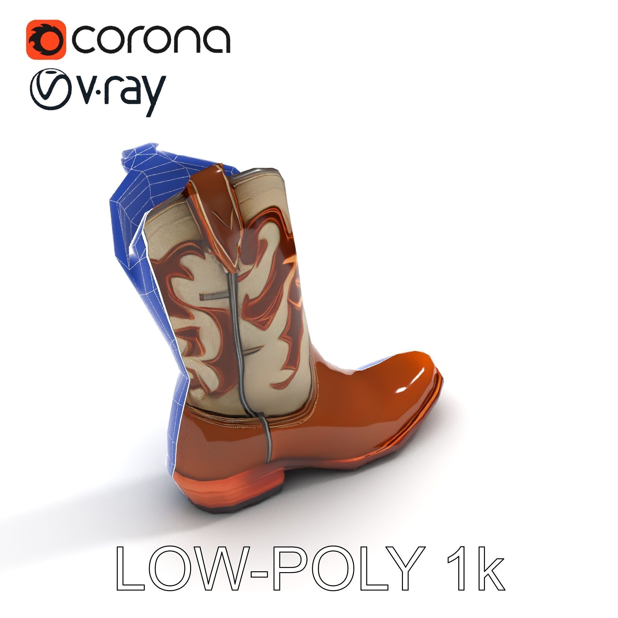 Cowboy Boot D Model Pack for Rendering and Gaming Low-poly 3D model_31
