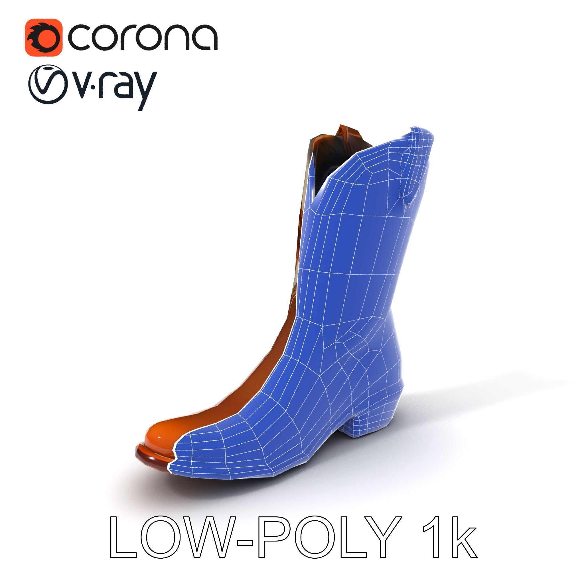 Cowboy Boot D Model Pack for Rendering and Gaming Low-poly 3D model_13