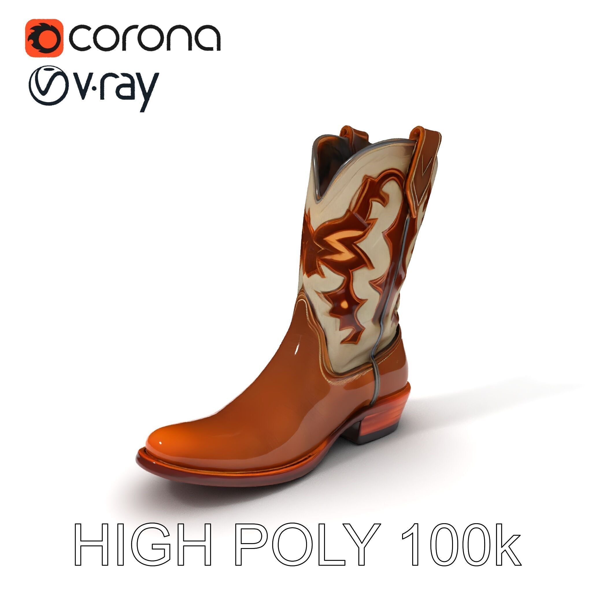 Cowboy Boot D Model Pack for Rendering and Gaming Low-poly 3D model_3