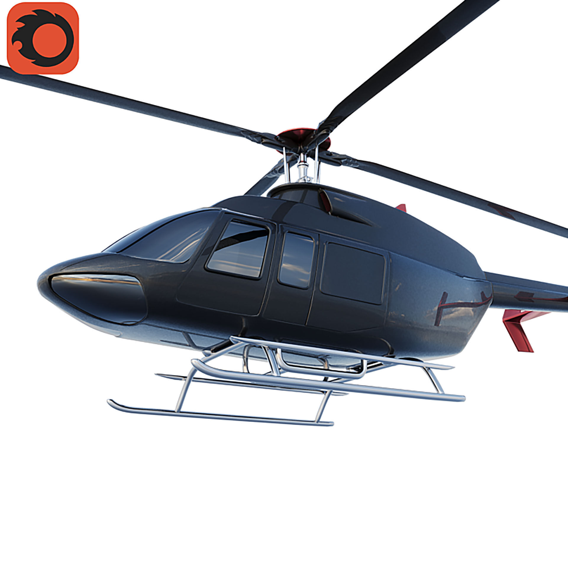 Bell 407 Low-poly 3D model_1