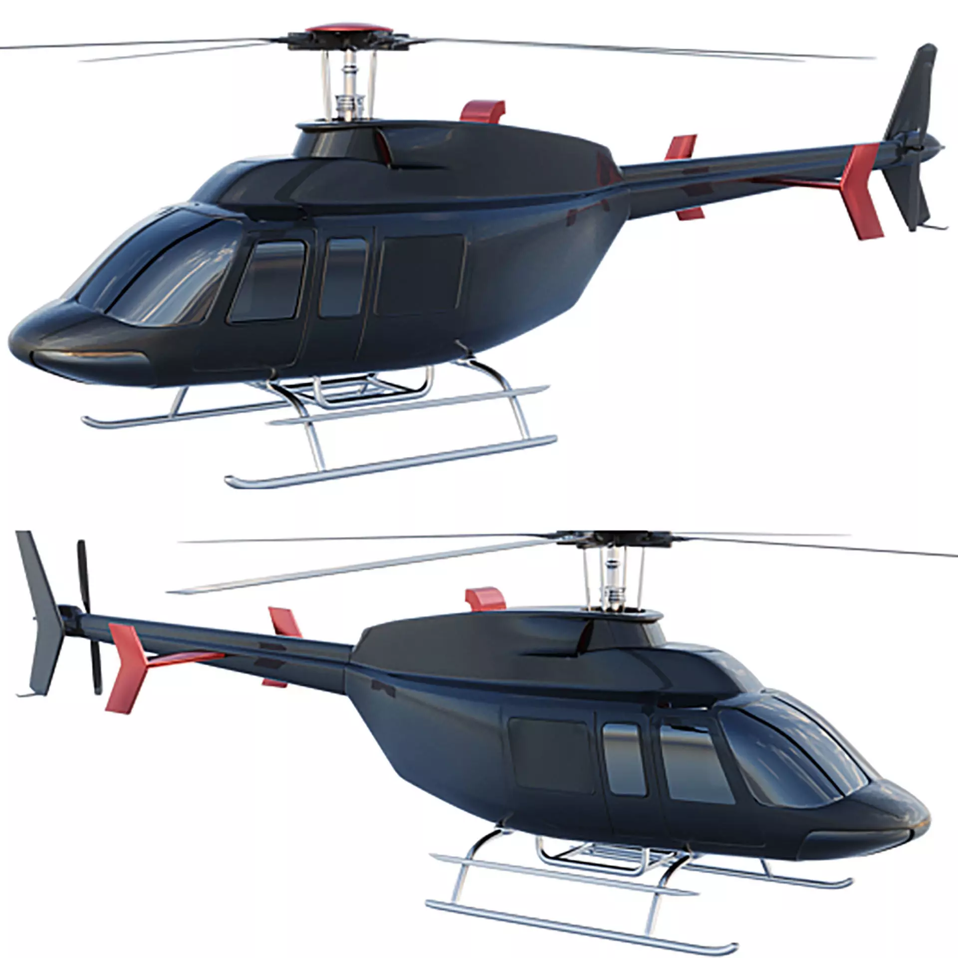 Bell 407 Low-poly 3D model_0