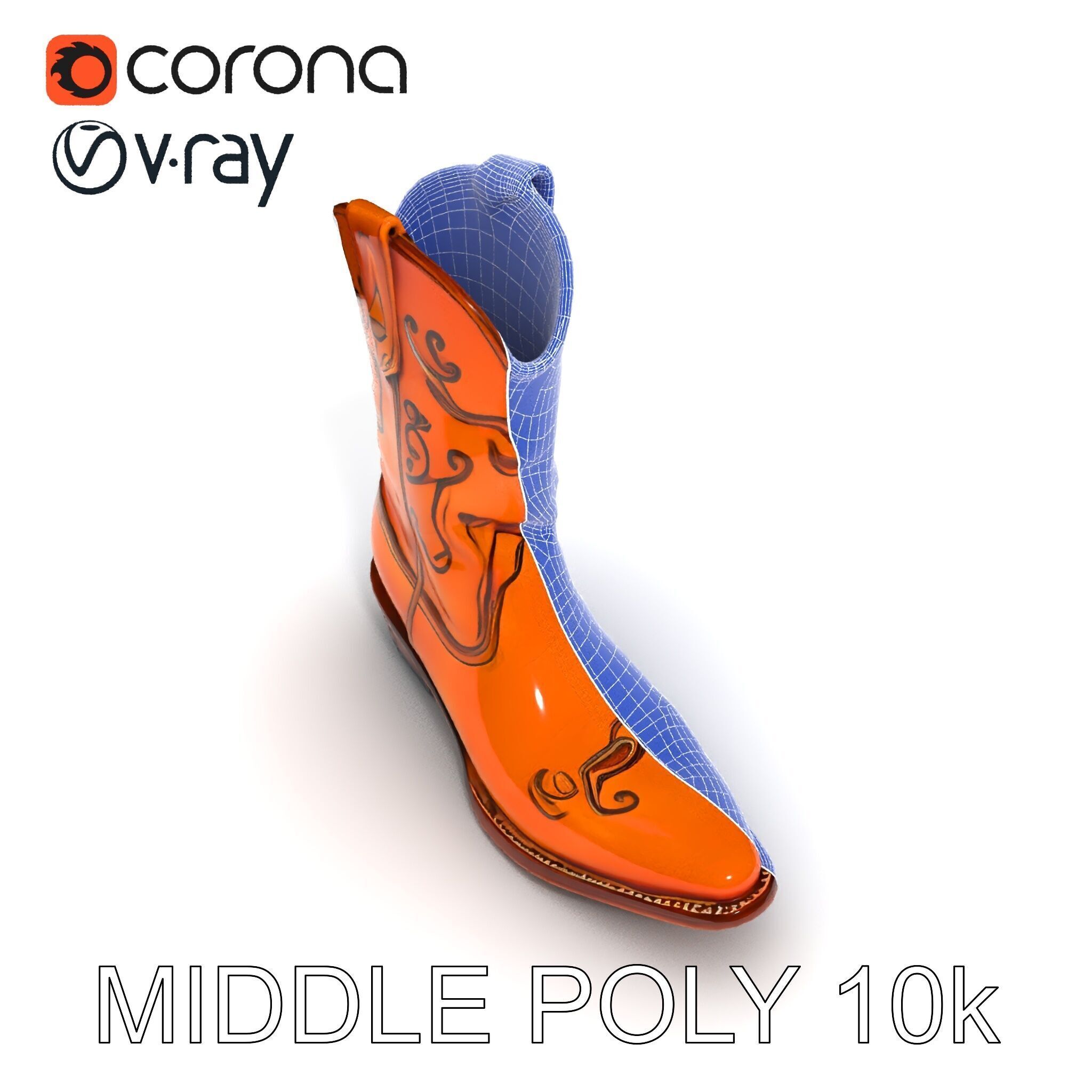 Western Cowboy Boot D Model Pack Low-poly 3D model_28