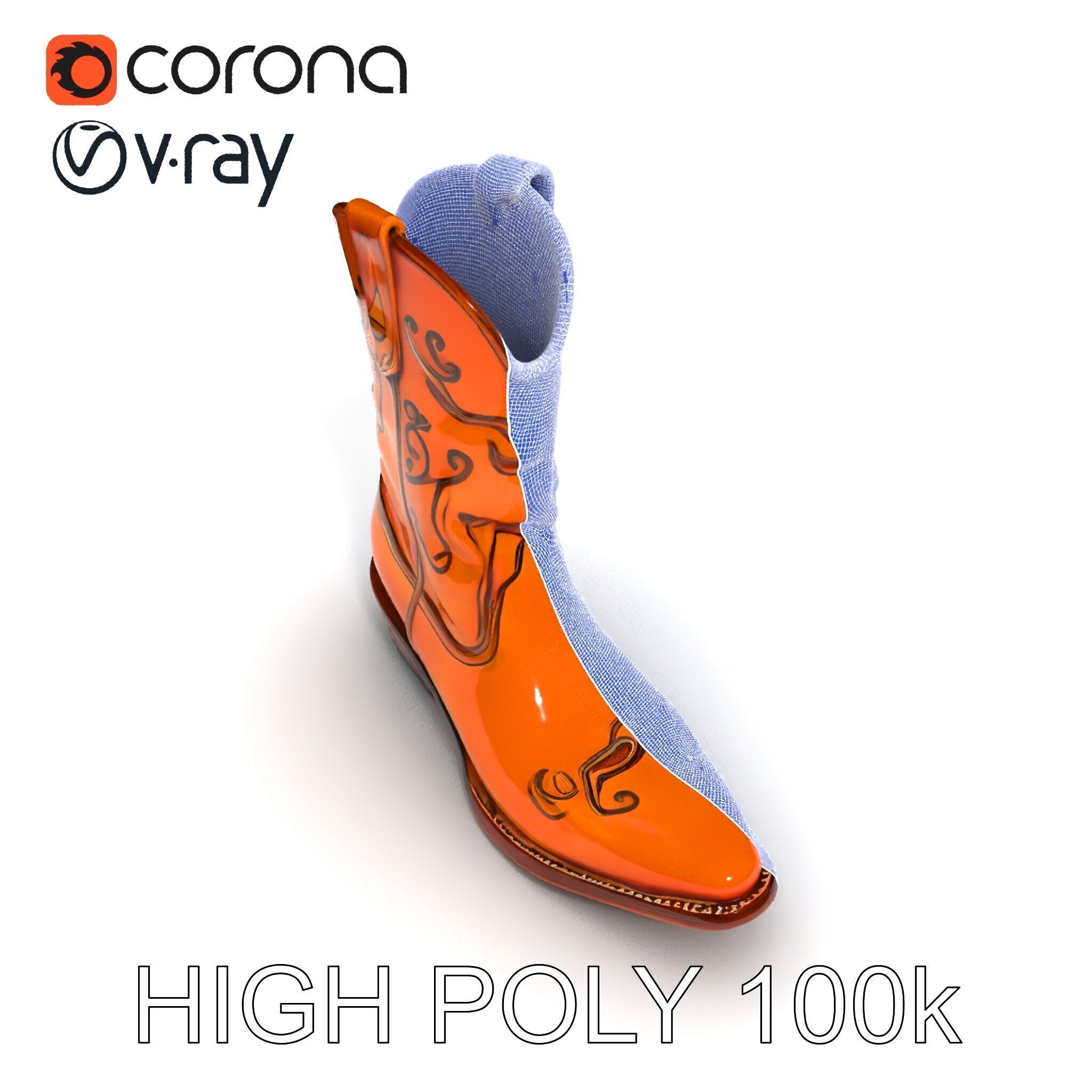 Western Cowboy Boot D Model Pack Low-poly 3D model_8