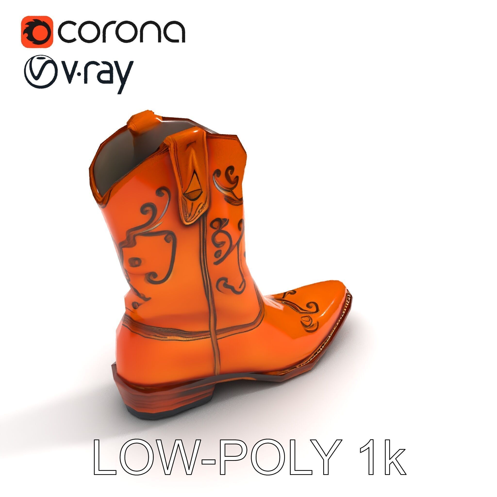 Western Cowboy Boot D Model Pack Low-poly 3D model_13