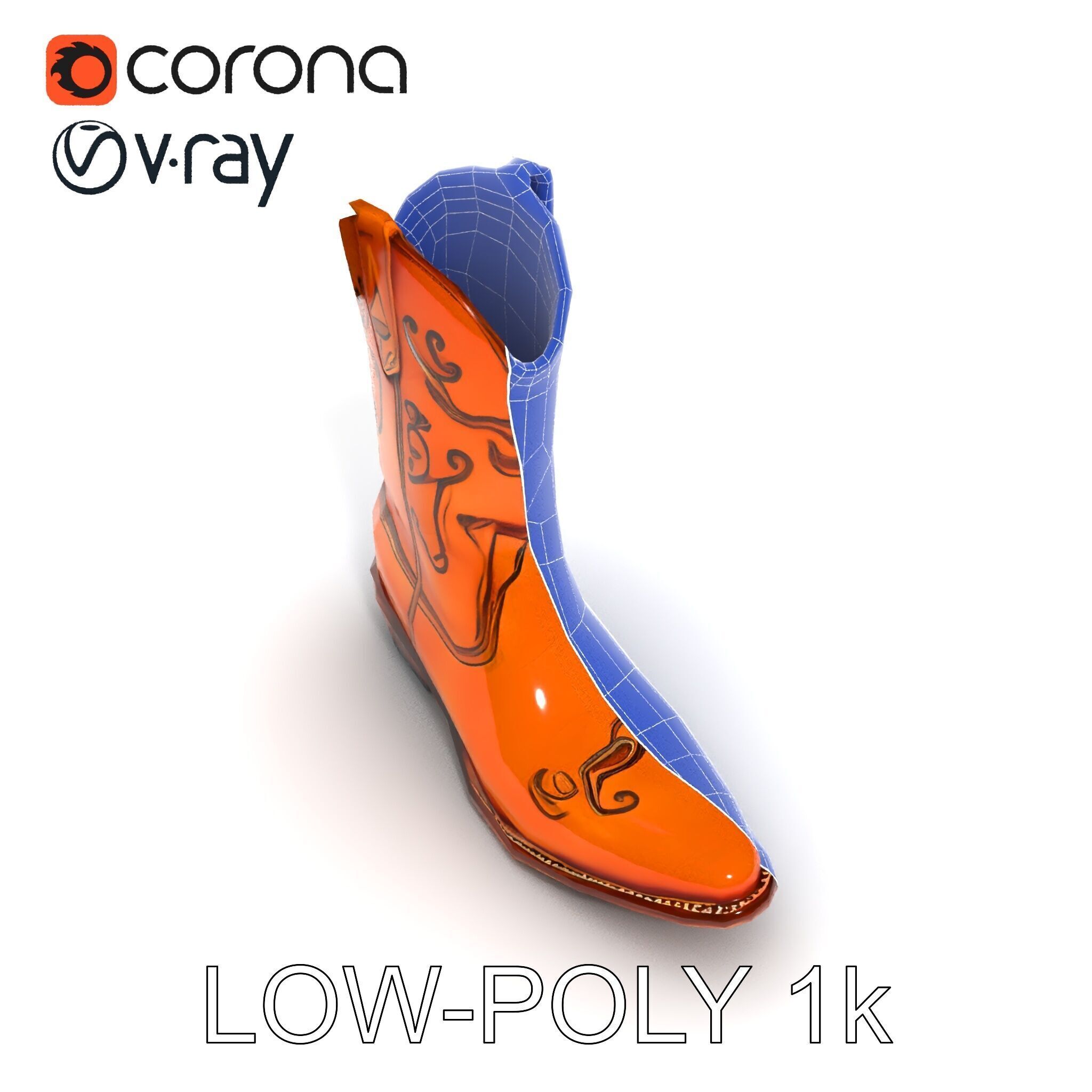 Western Cowboy Boot D Model Pack Low-poly 3D model_31