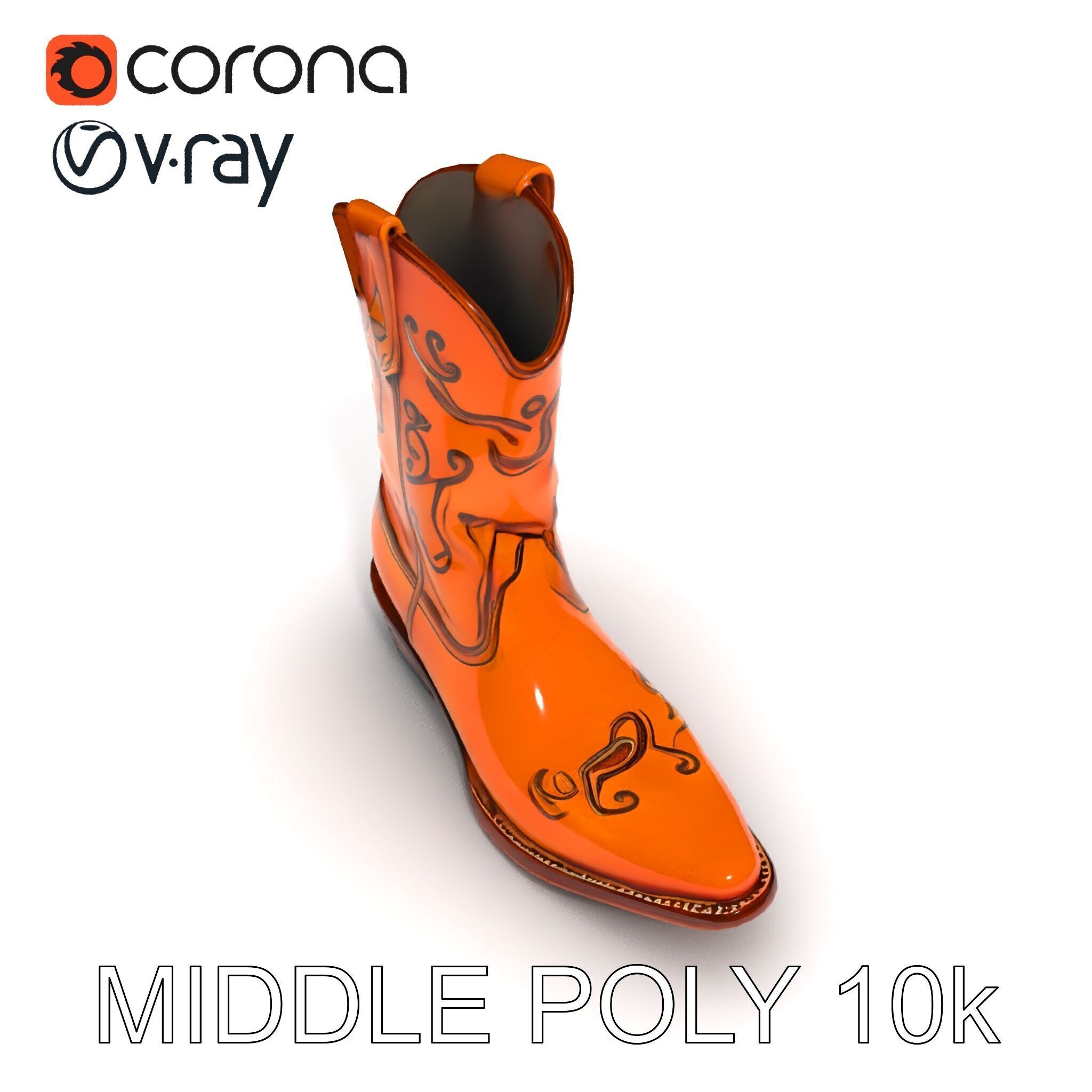 Western Cowboy Boot D Model Pack Low-poly 3D model_6