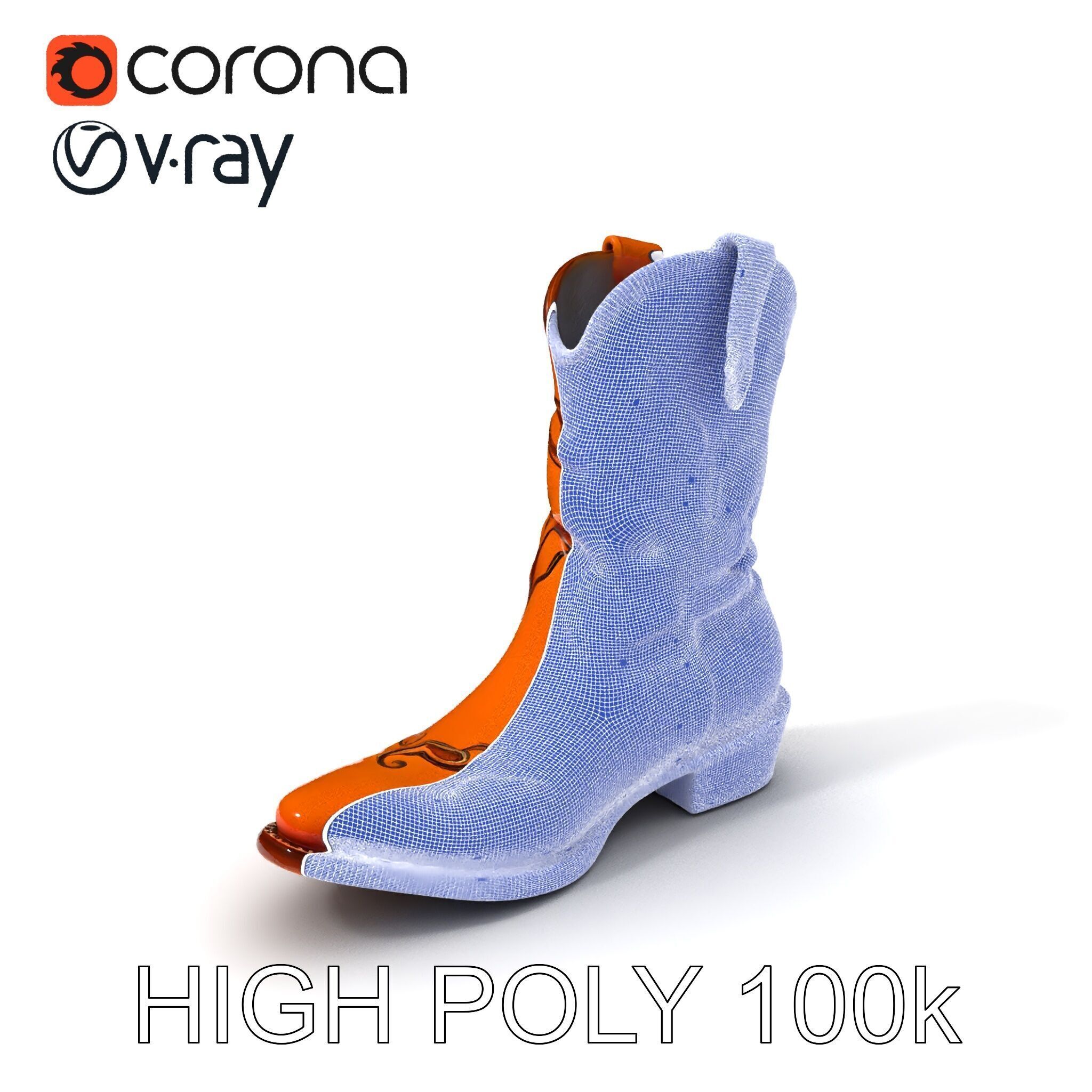 Western Cowboy Boot D Model Pack Low-poly 3D model_4