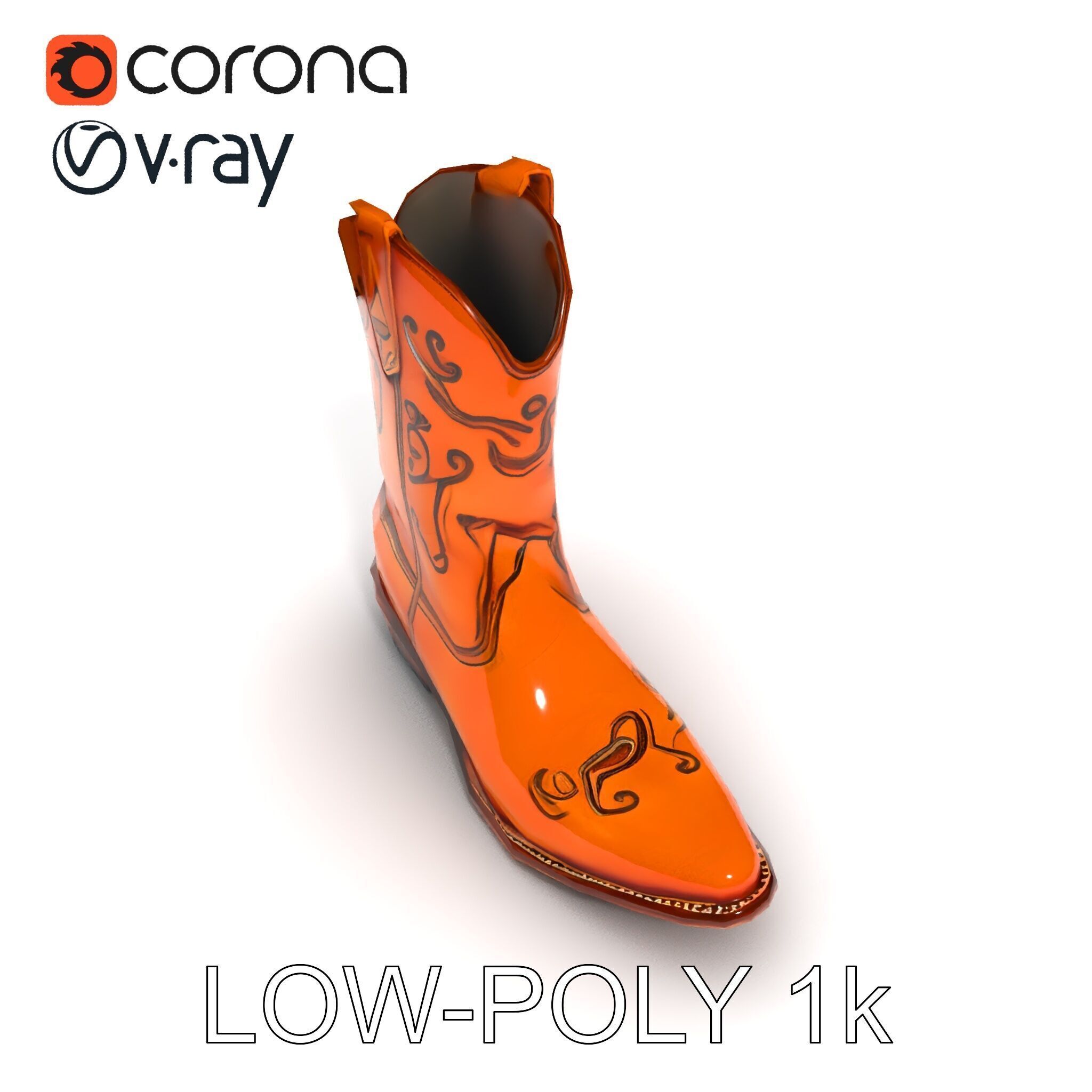 Western Cowboy Boot D Model Pack Low-poly 3D model_19
