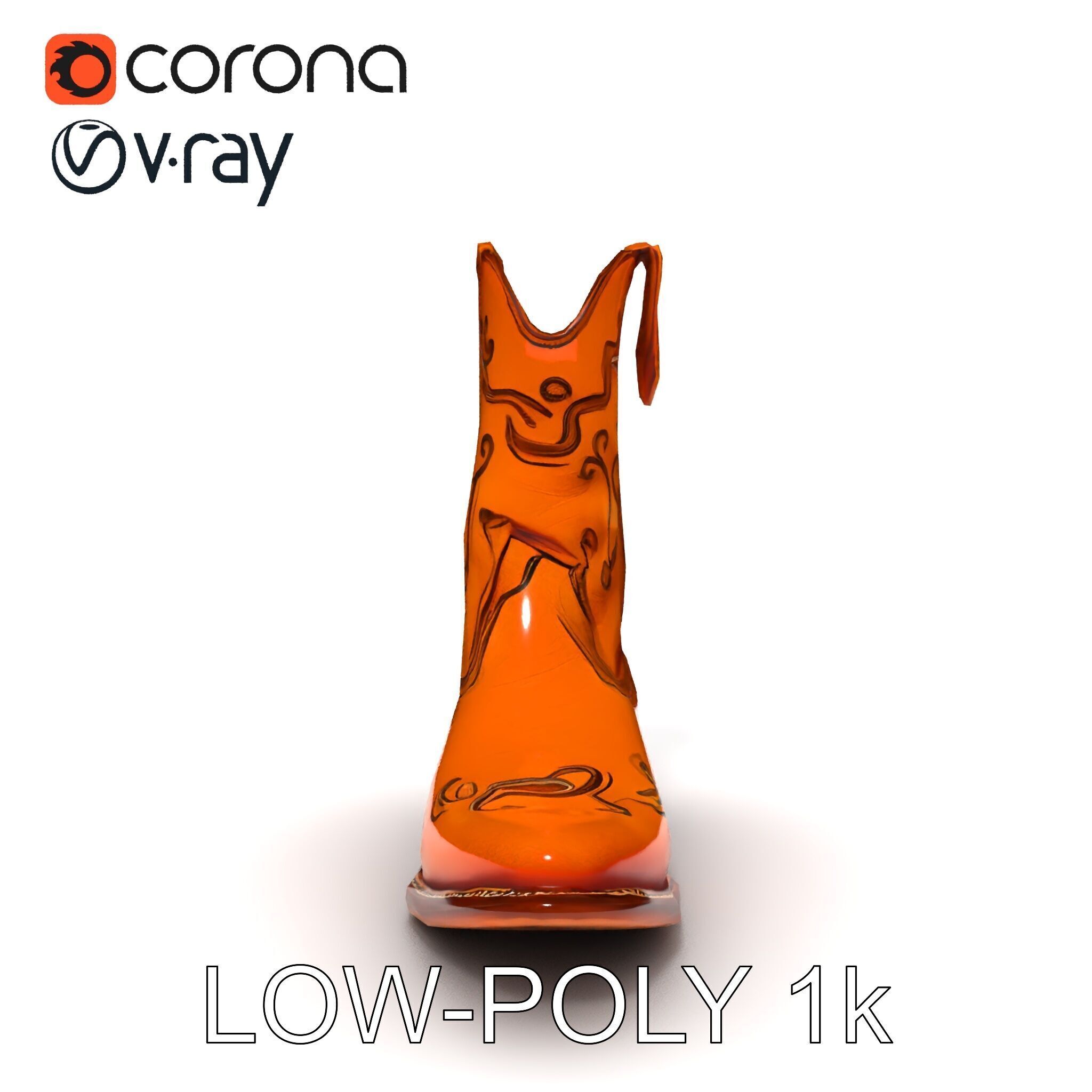 Western Cowboy Boot D Model Pack Low-poly 3D model_7