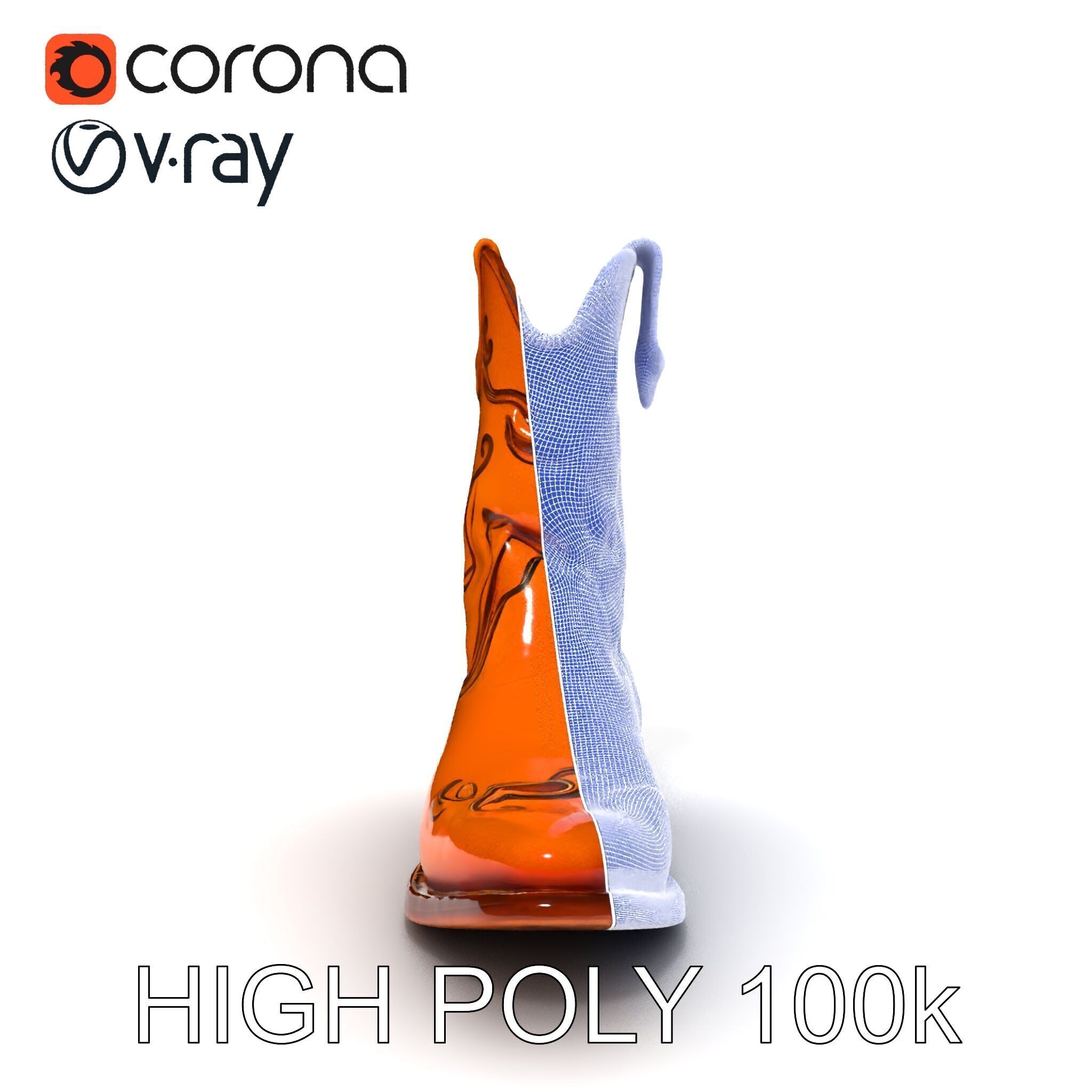 Western Cowboy Boot D Model Pack Low-poly 3D model_20