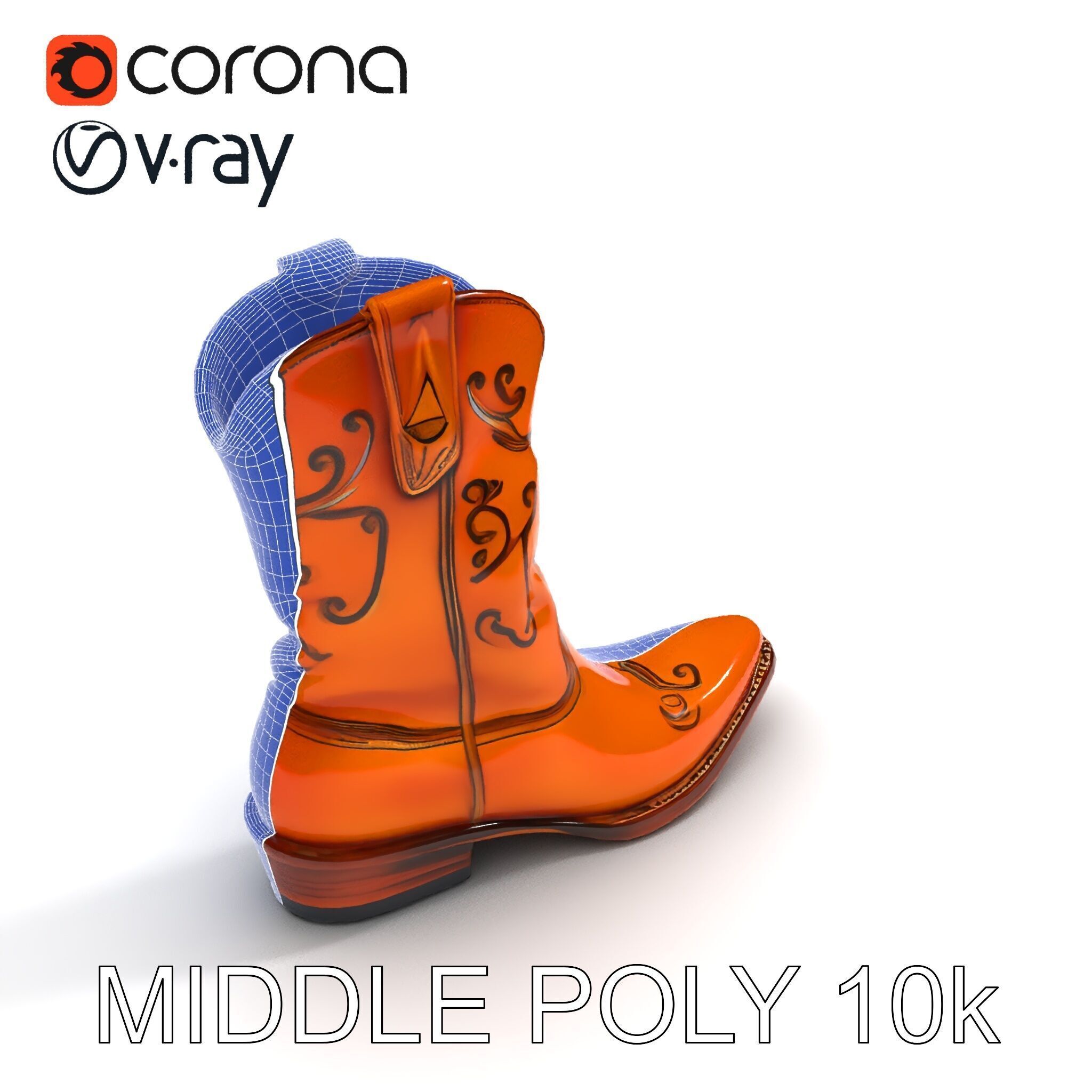 Western Cowboy Boot D Model Pack Low-poly 3D model_15