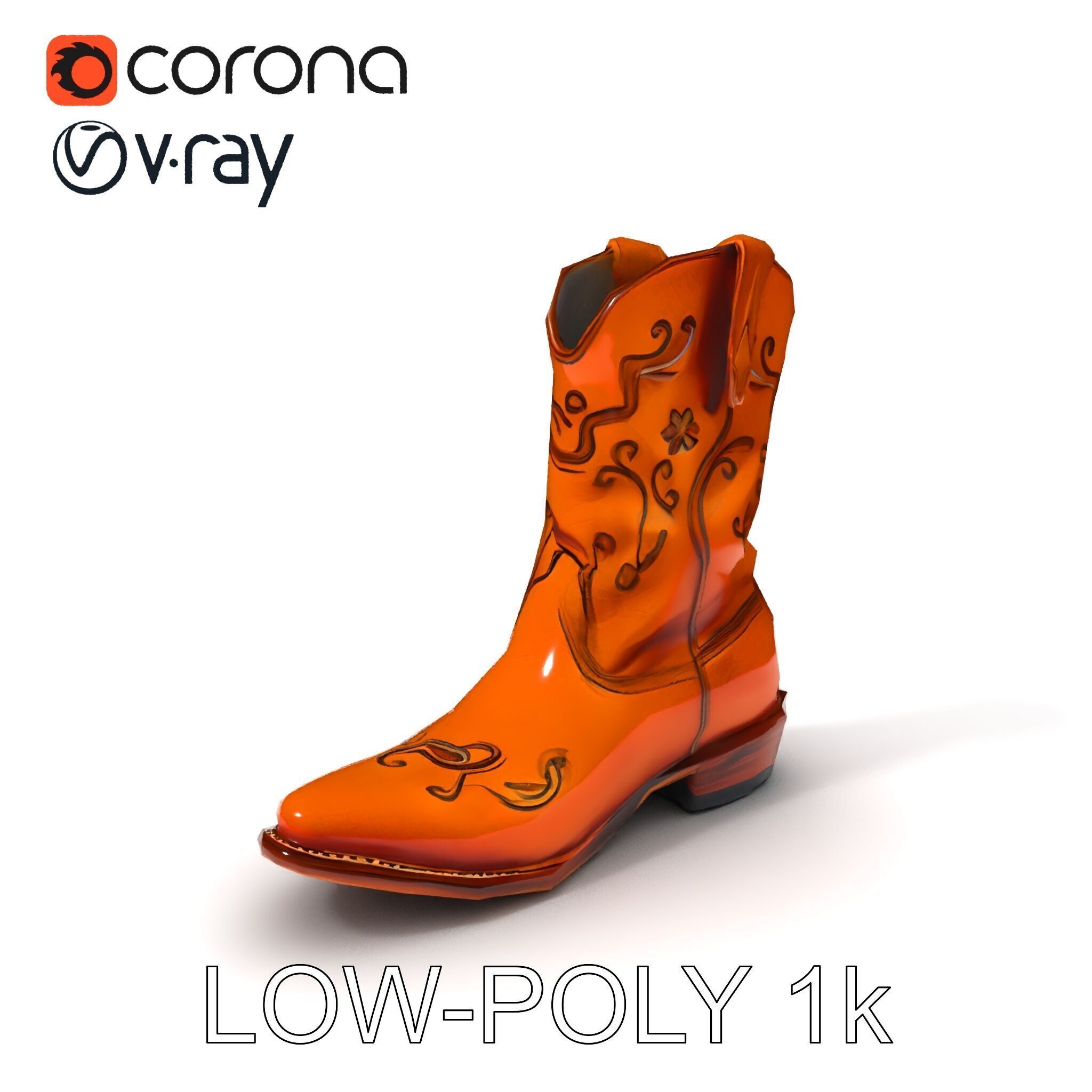 Western Cowboy Boot D Model Pack Low-poly 3D model_10