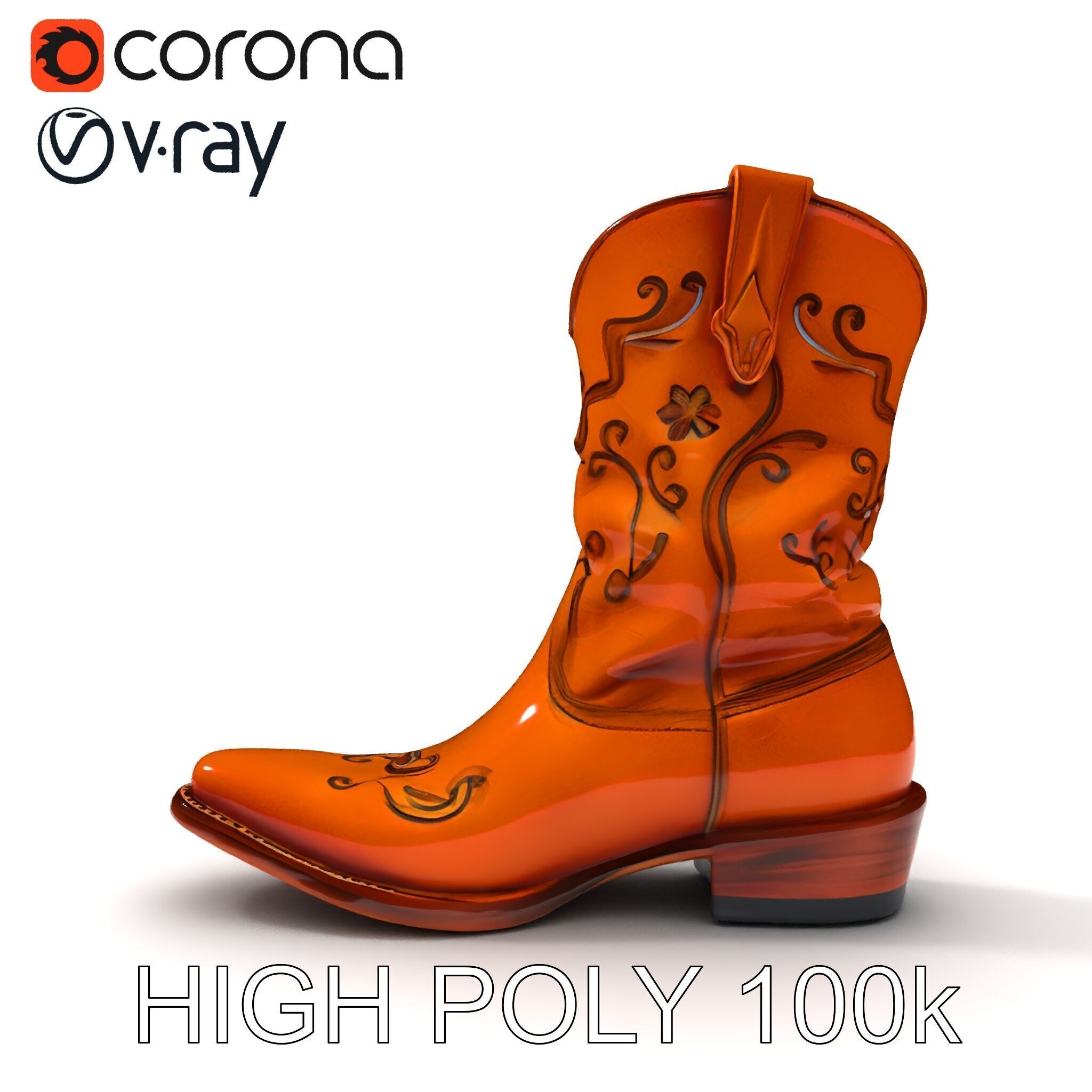Western Cowboy Boot D Model Pack Low-poly 3D model_32