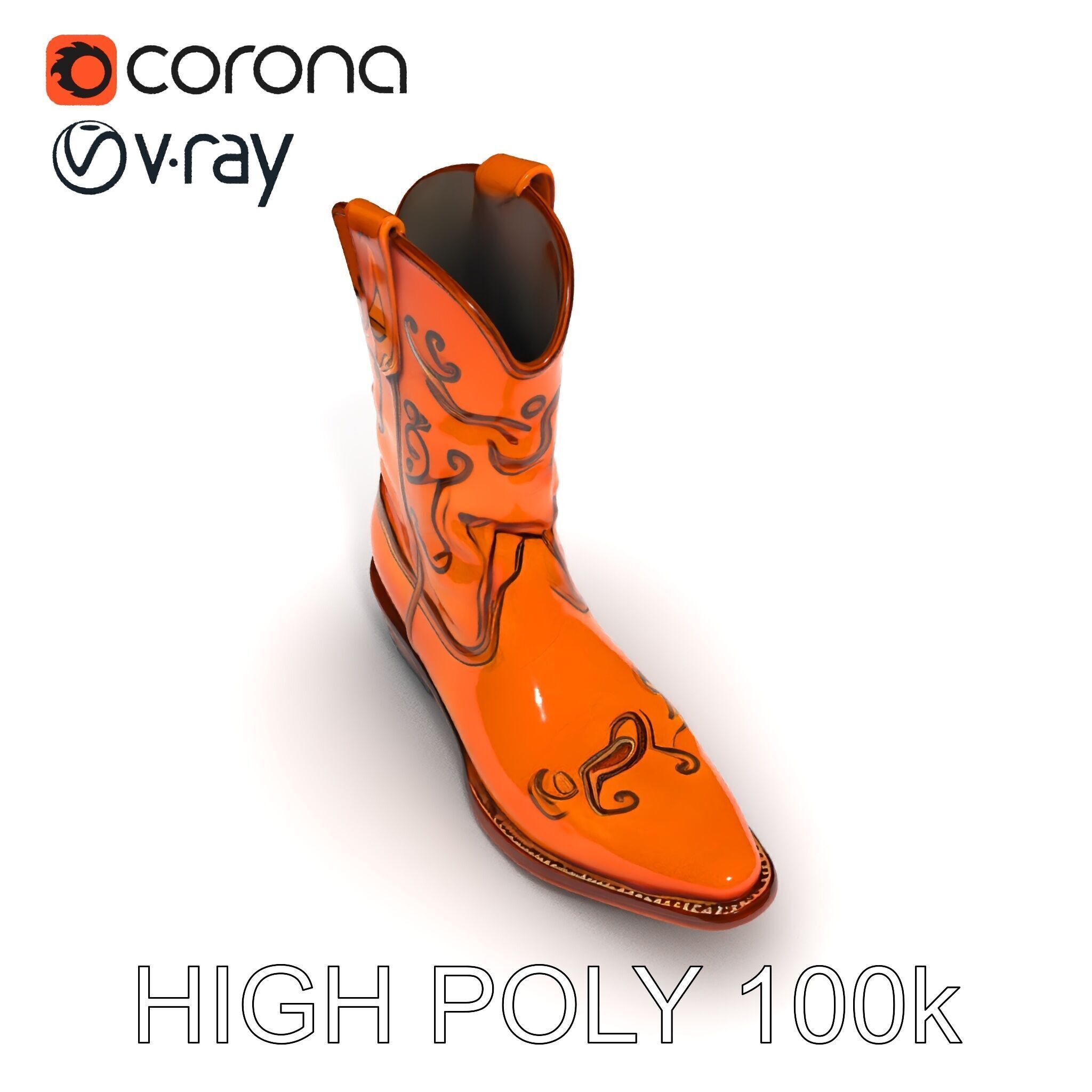 Western Cowboy Boot D Model Pack Low-poly 3D model_14