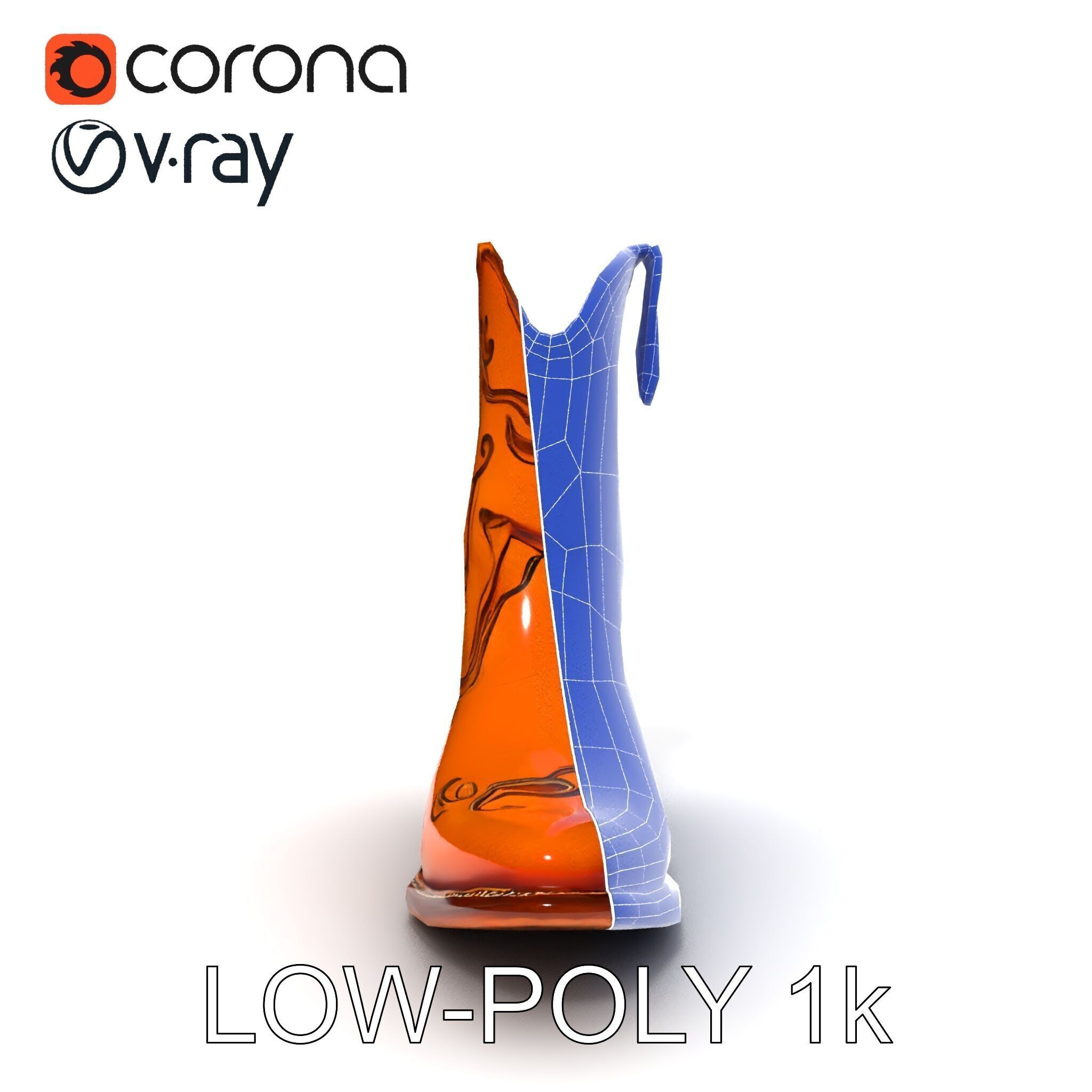 Western Cowboy Boot D Model Pack Low-poly 3D model_22