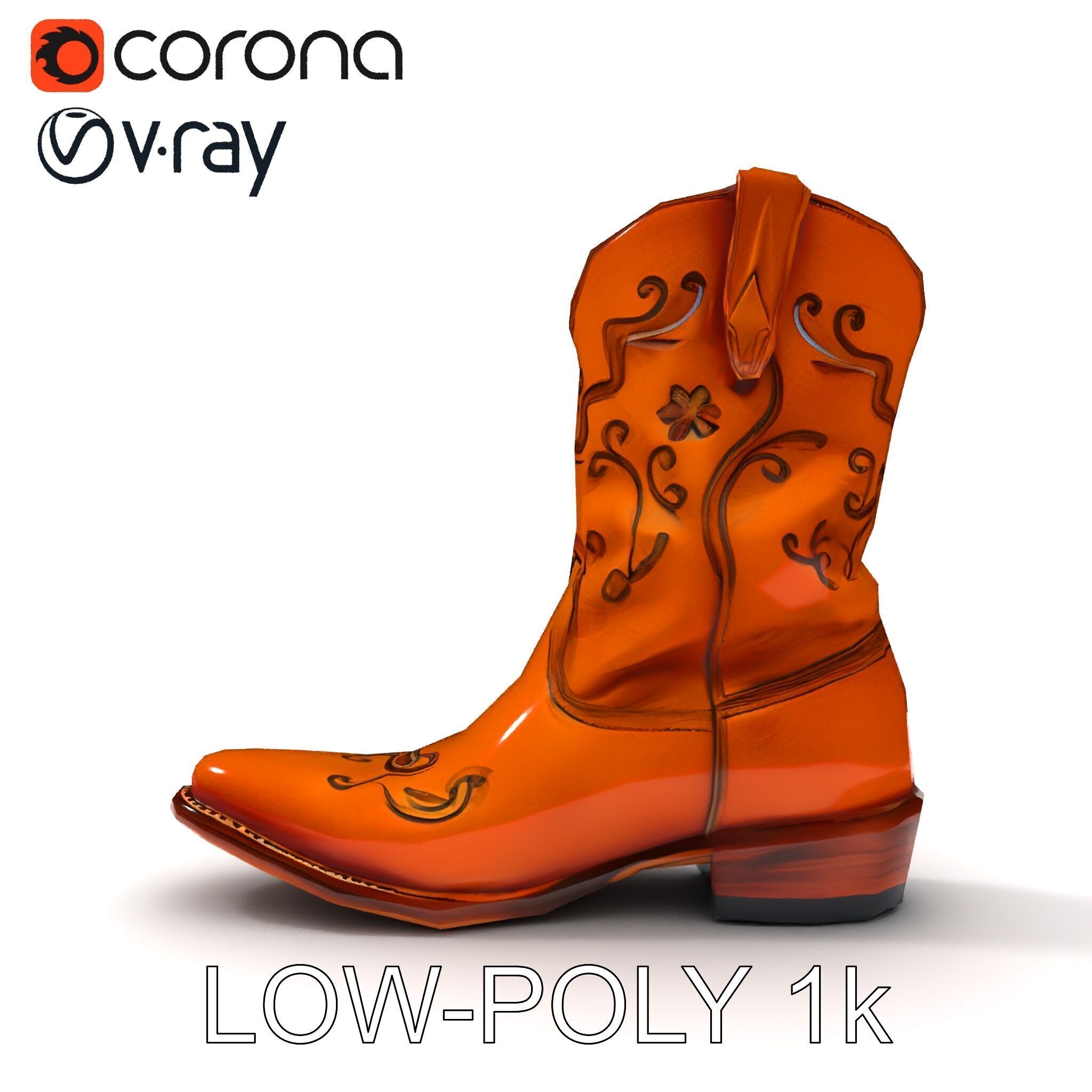 Western Cowboy Boot D Model Pack Low-poly 3D model_29